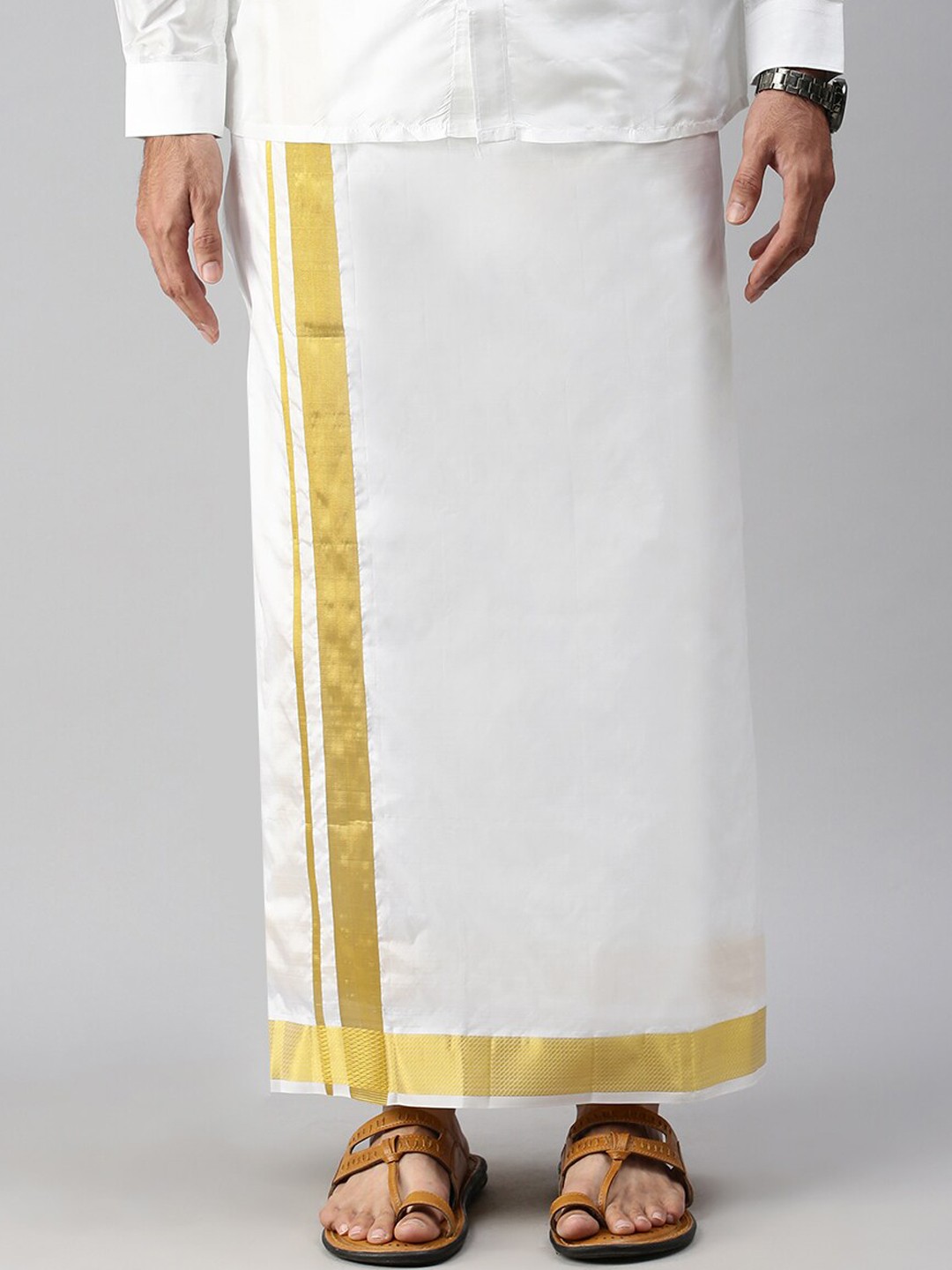 

Ramraj Men White Solid Pure Silk Dhoti