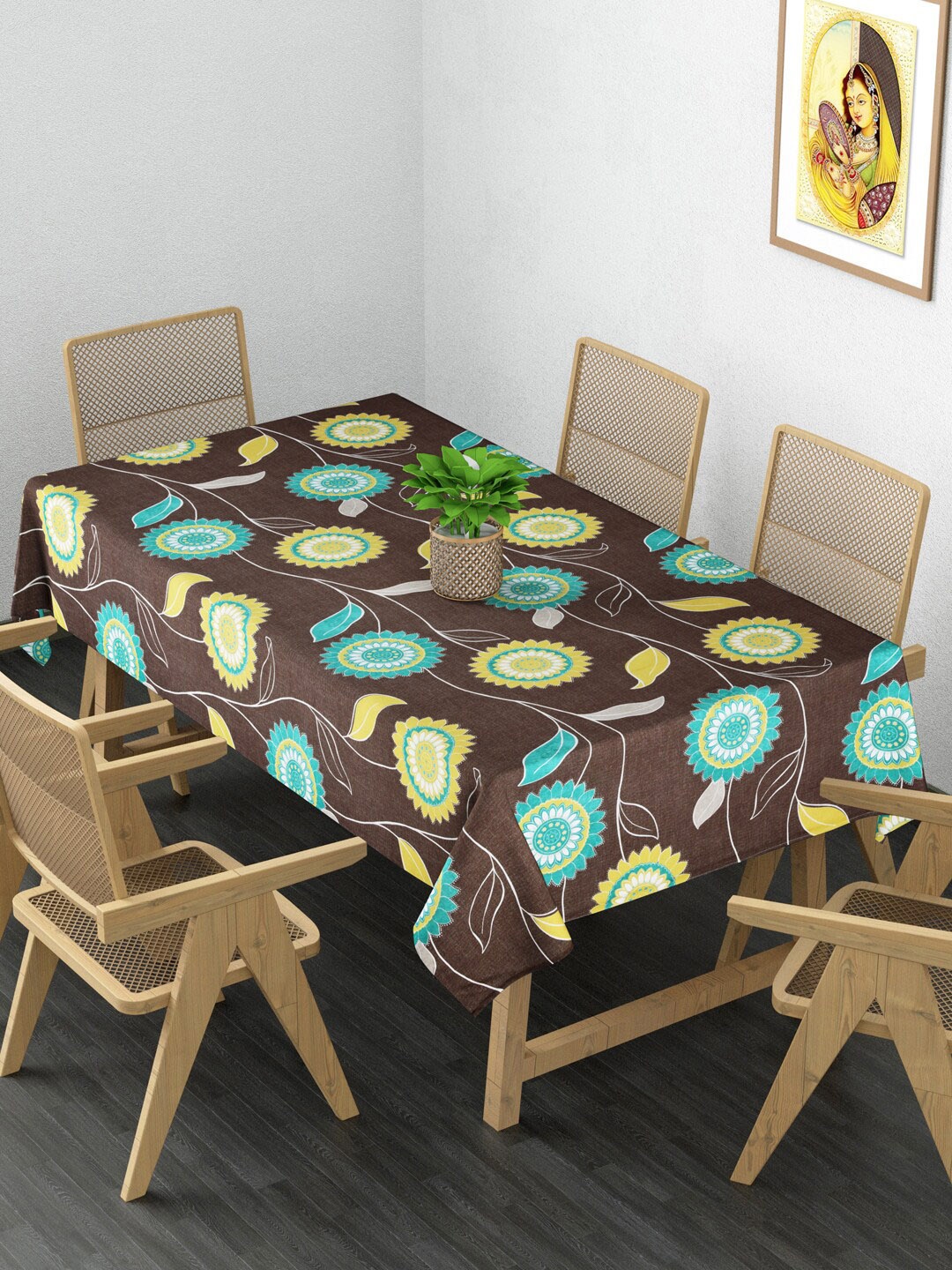

Clasiko Brown & Blue Printed 6-Seater Pure Cotton Table Cover