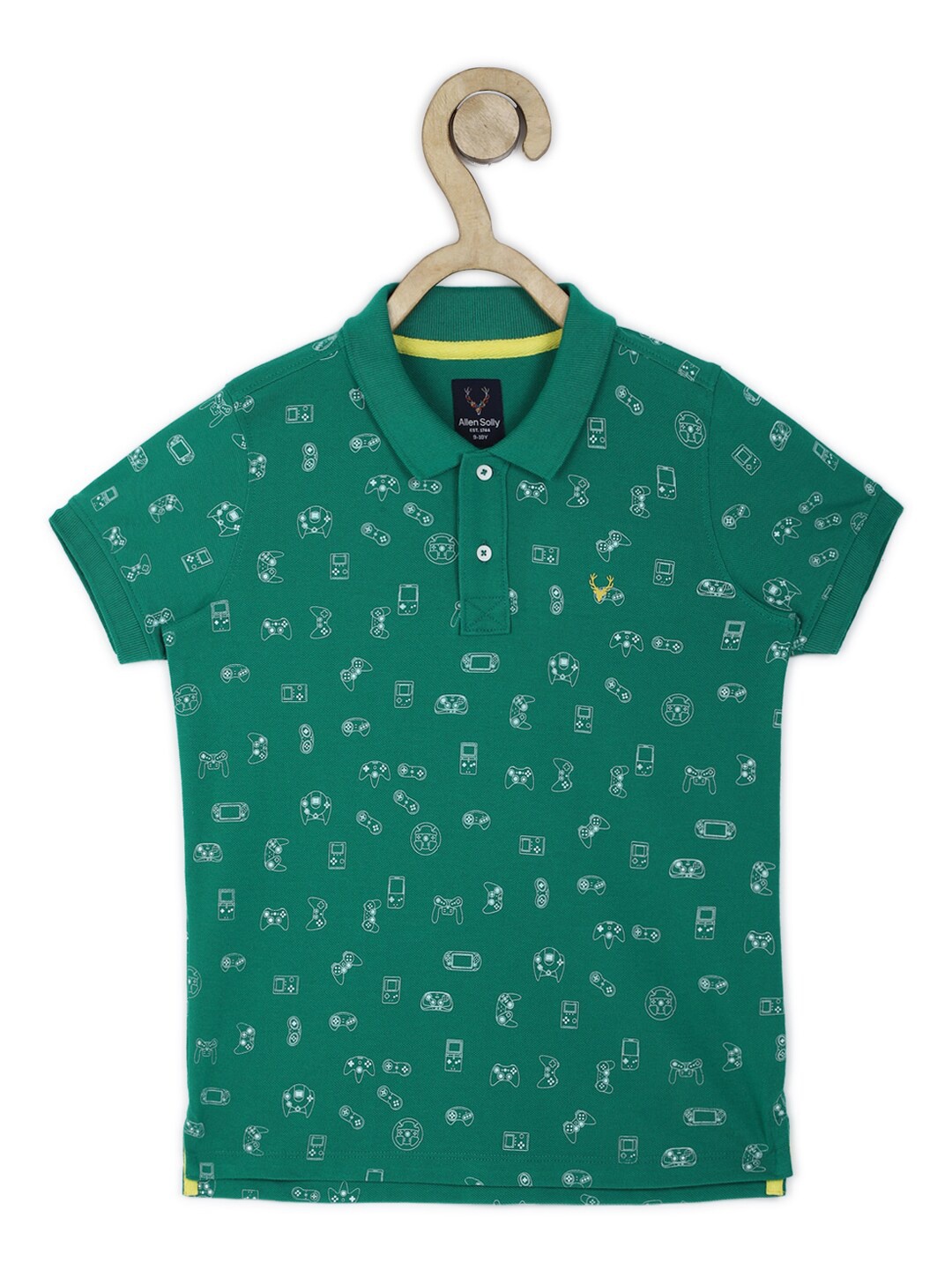 

Allen Solly Junior Boys Green Printed Polo Collar T-shirt