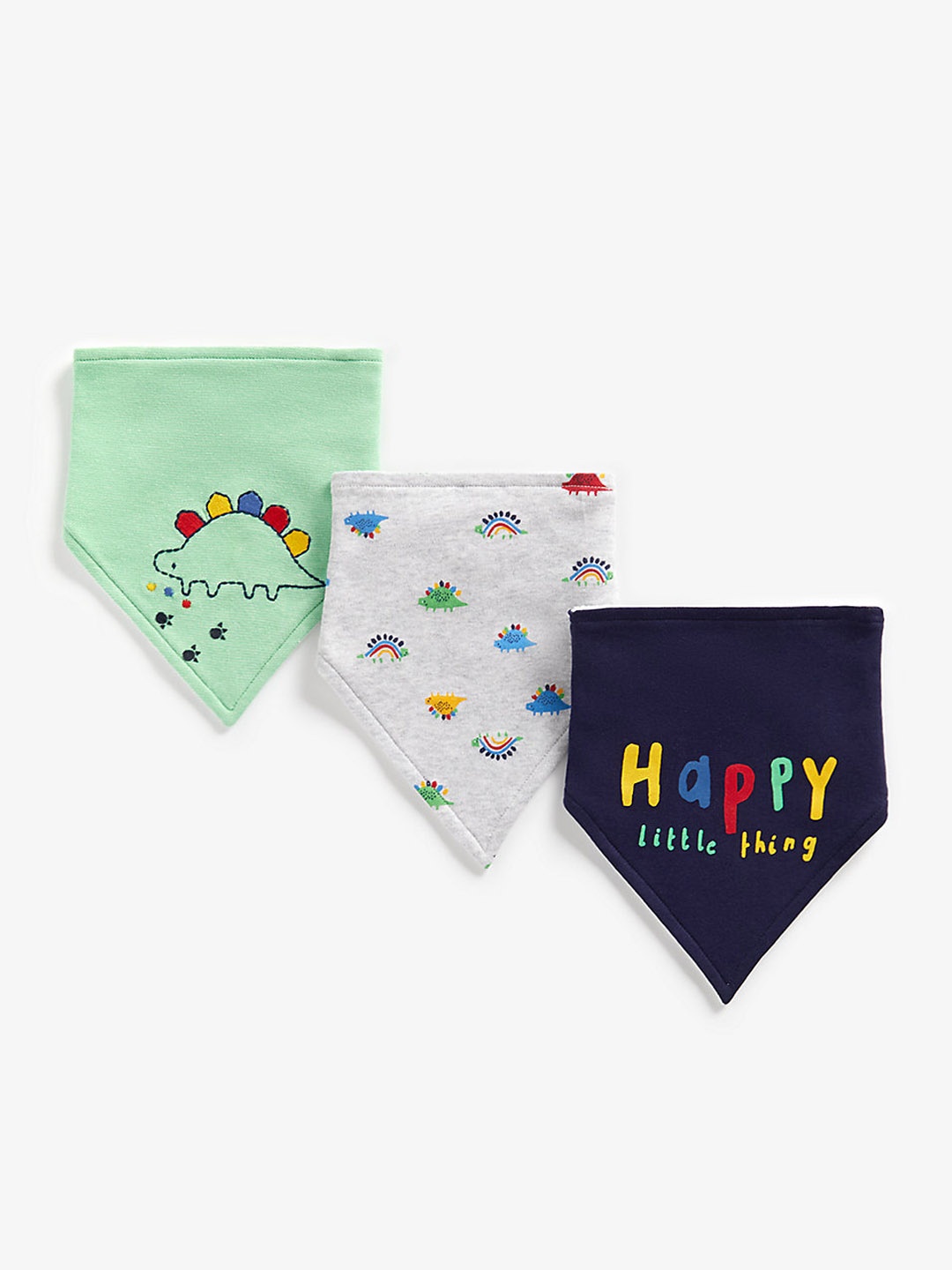 

mothercare Boys Pack of 3 Dino Embroidered Bibs, Multi