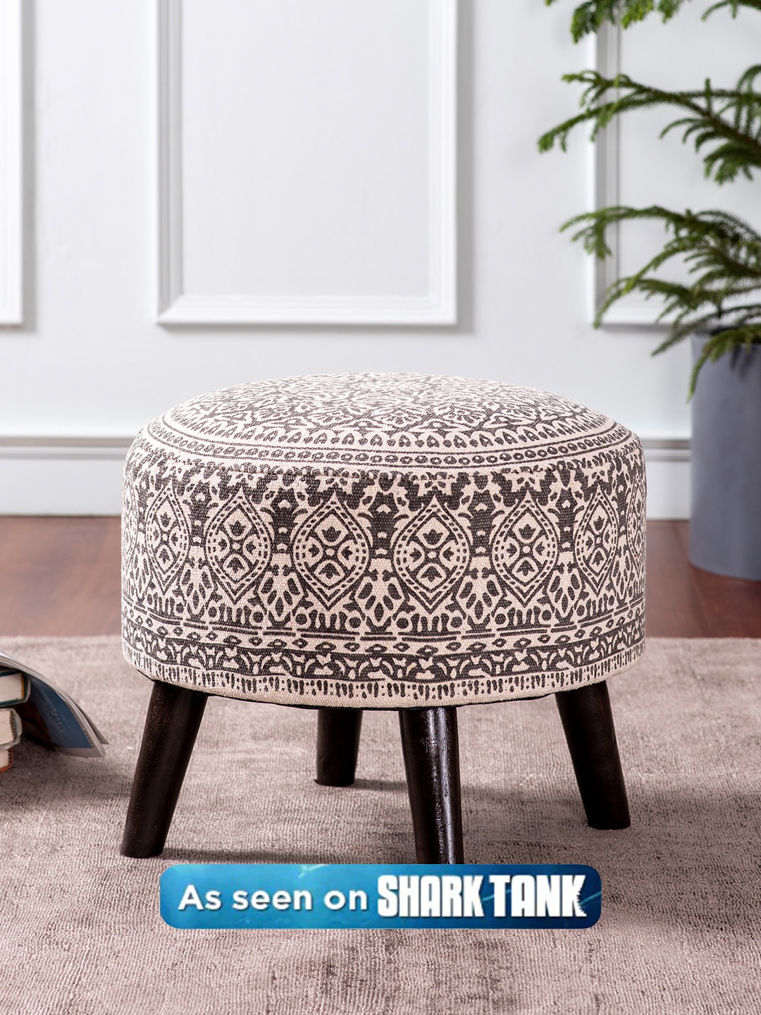 

nestroots Grey Wooden Storage Ottoman Stool