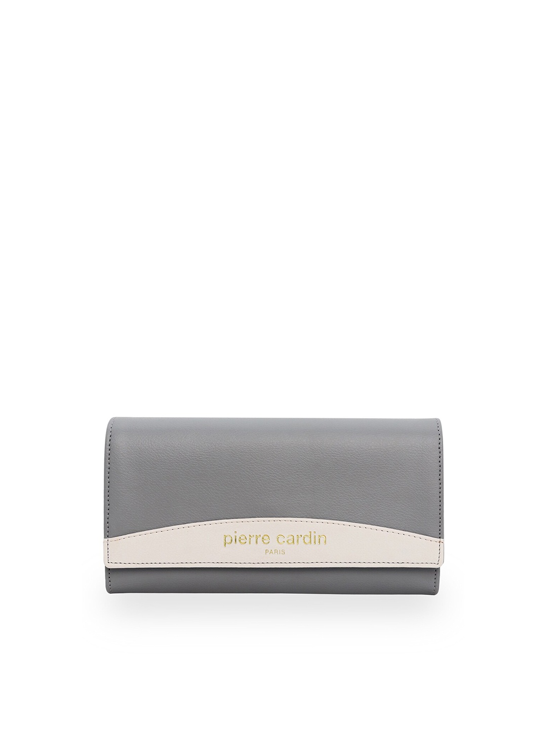 

pierre cardin Grey & Cream-Coloured Colourblocked Foldover Clutch