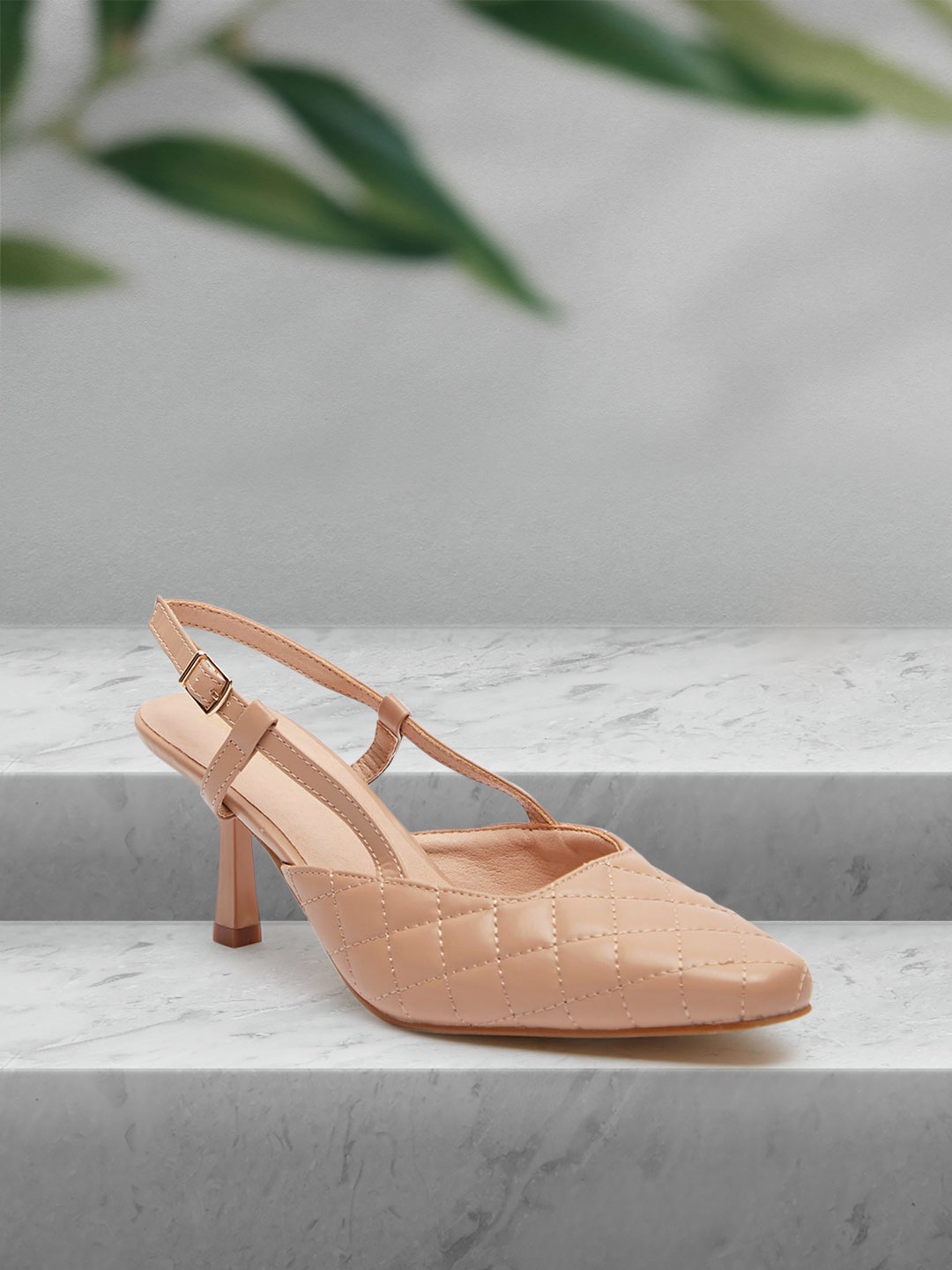 

shoexpress Beige PU Pumps with Buckles