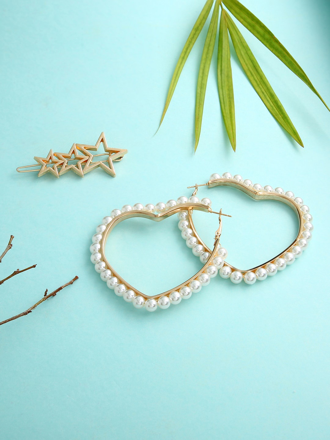 

justpeachy Gold-Toned Contemporary Studs Earrings
