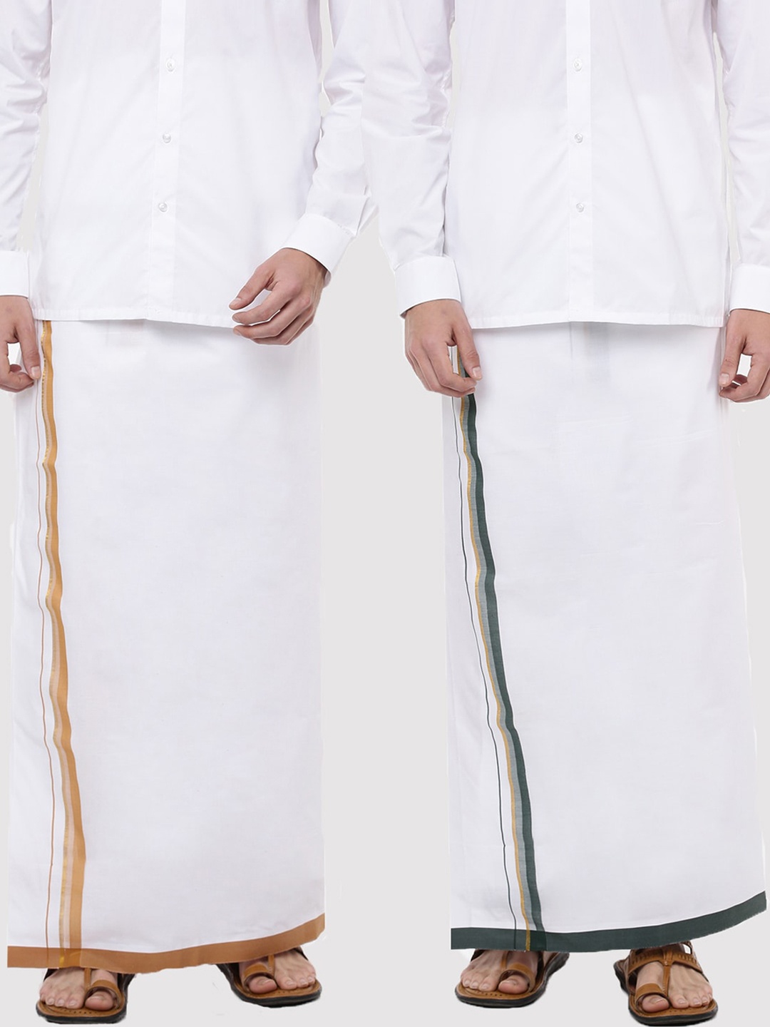 

Ramraj Men Pack of 2 White Solid Pure Cotton Dhotis