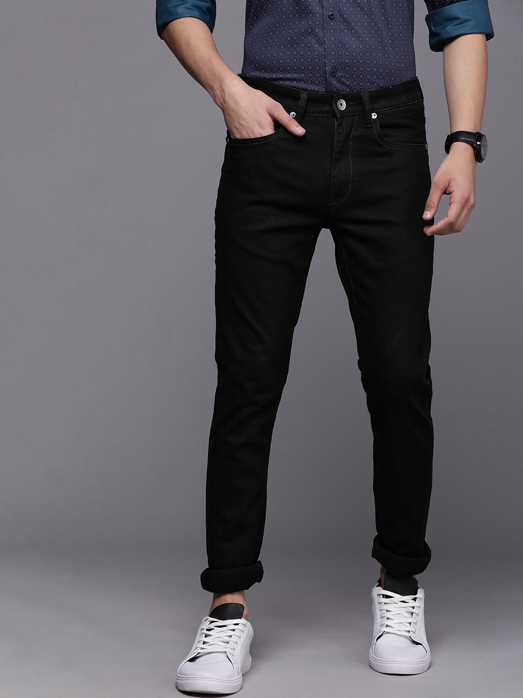 

Louis Philippe Jeans Men Charcoal Grey Slim Fit Low-Rise Stretchable Jeans