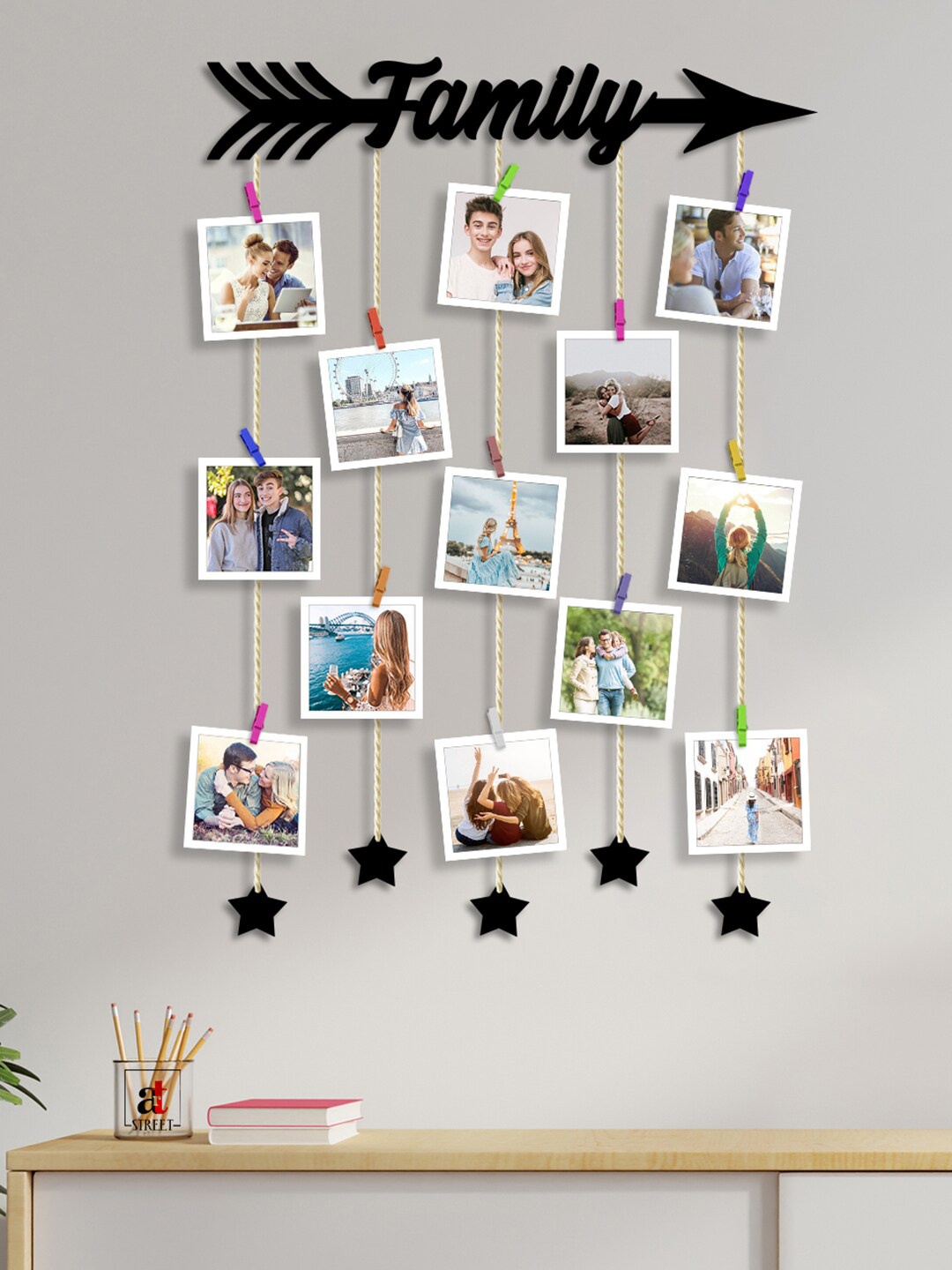 

Art Street Black Family Clip Photo Collage Hanging Frame Wall Decor