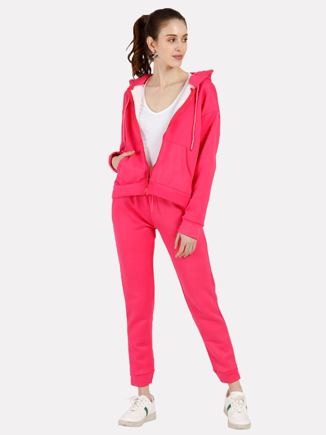 

iki chic Women Pink Hooded Sweatshirt With Joggers