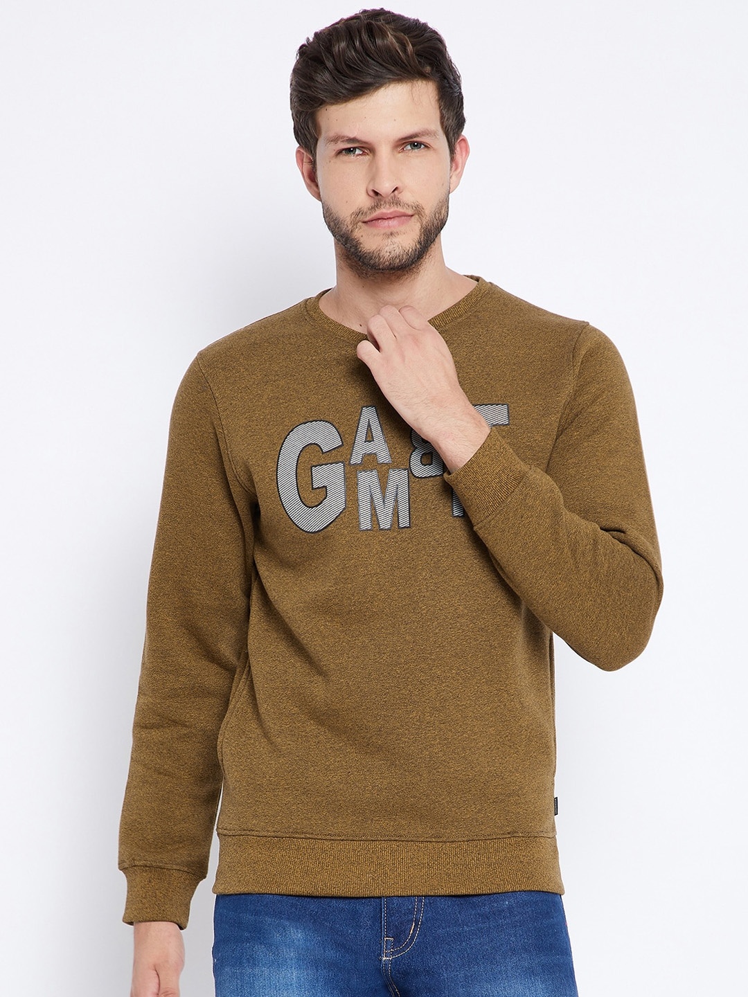

Crimsoune Club Men Mustard Yellow Printed Sweatshirt