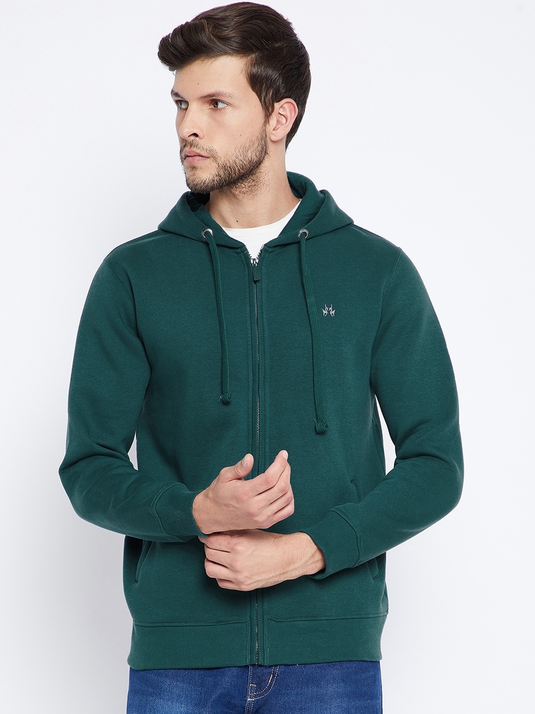 

Crimsoune Club Men Green Hooded Sweatshirt