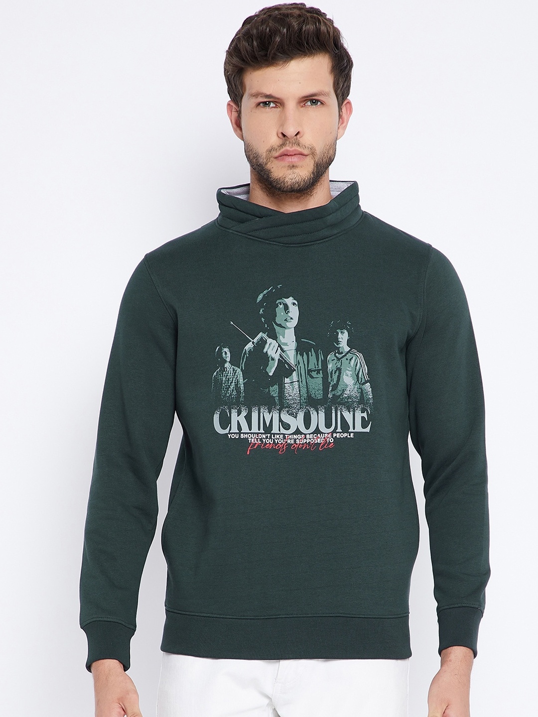

Crimsoune Club Men Green Printed Sweatshirt