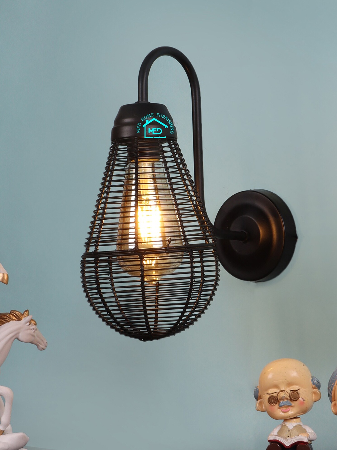 

MFD HOME FURNISHING Black Quirky Wall Lamp
