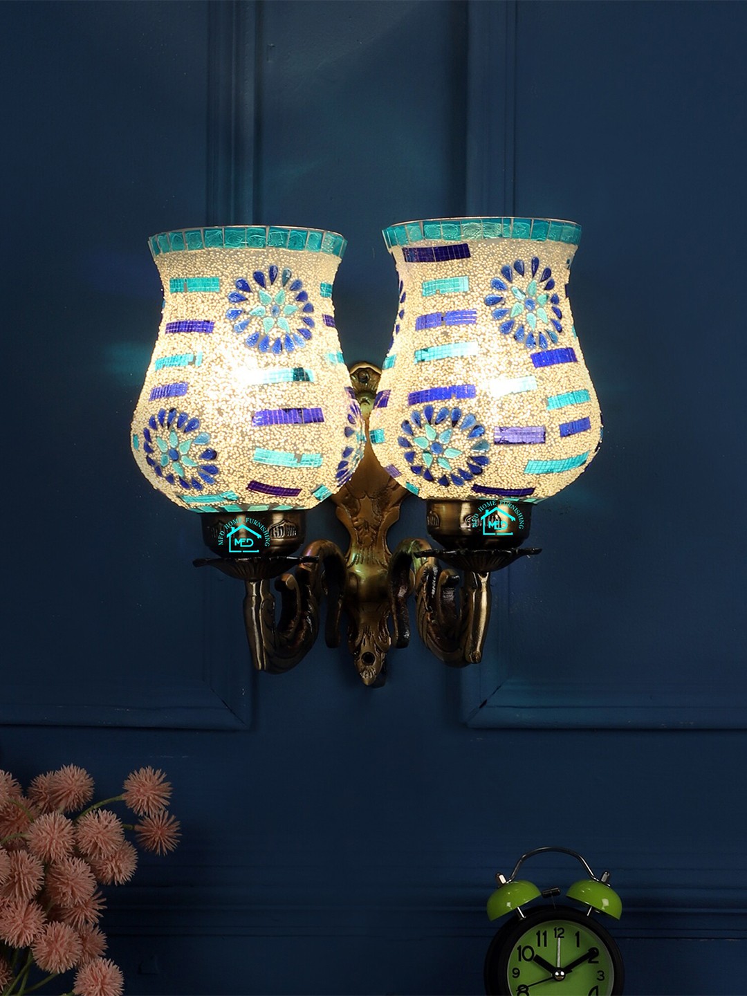 

MFD HOME FURNISHING Multicoloured Floral Textured Wall Lamp, Multi