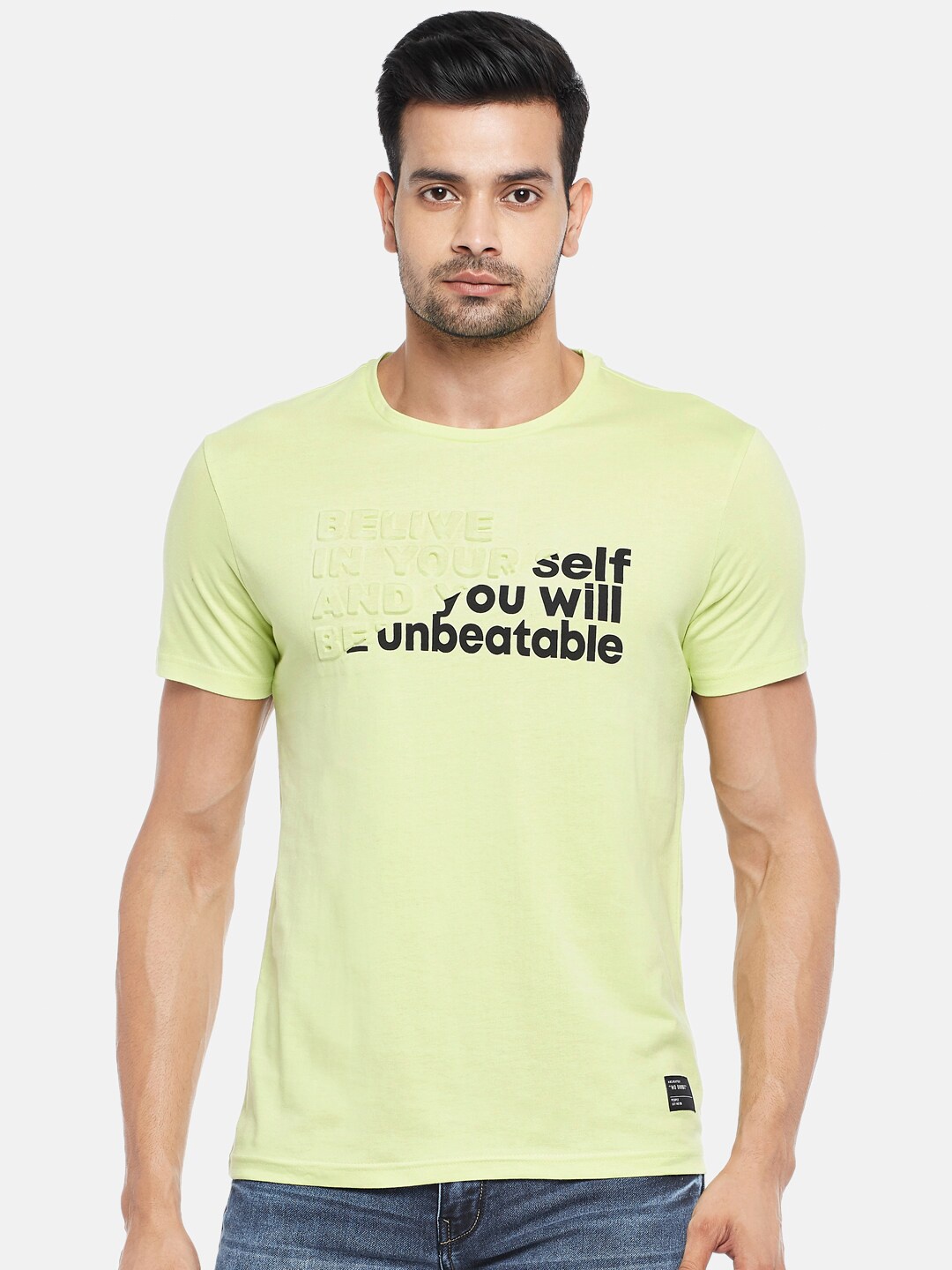 

People Men Green Pure Cotton Printed Pure Cotton T-shirt
