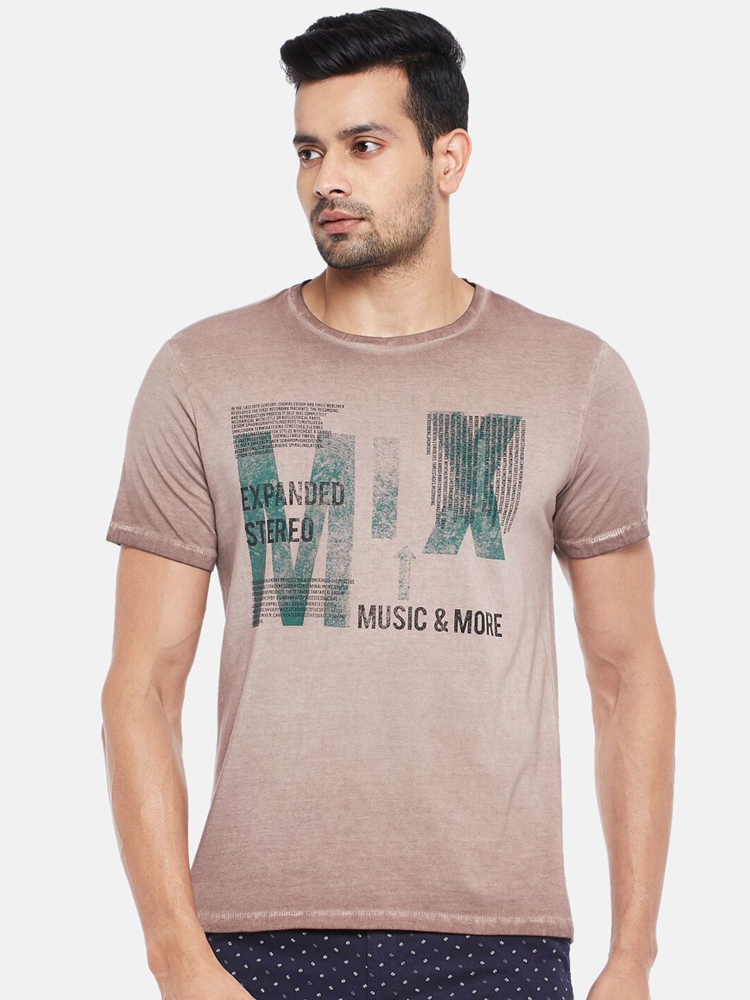 

People Men Grey Pure Cotton Printed Pure Cotton T-shirt