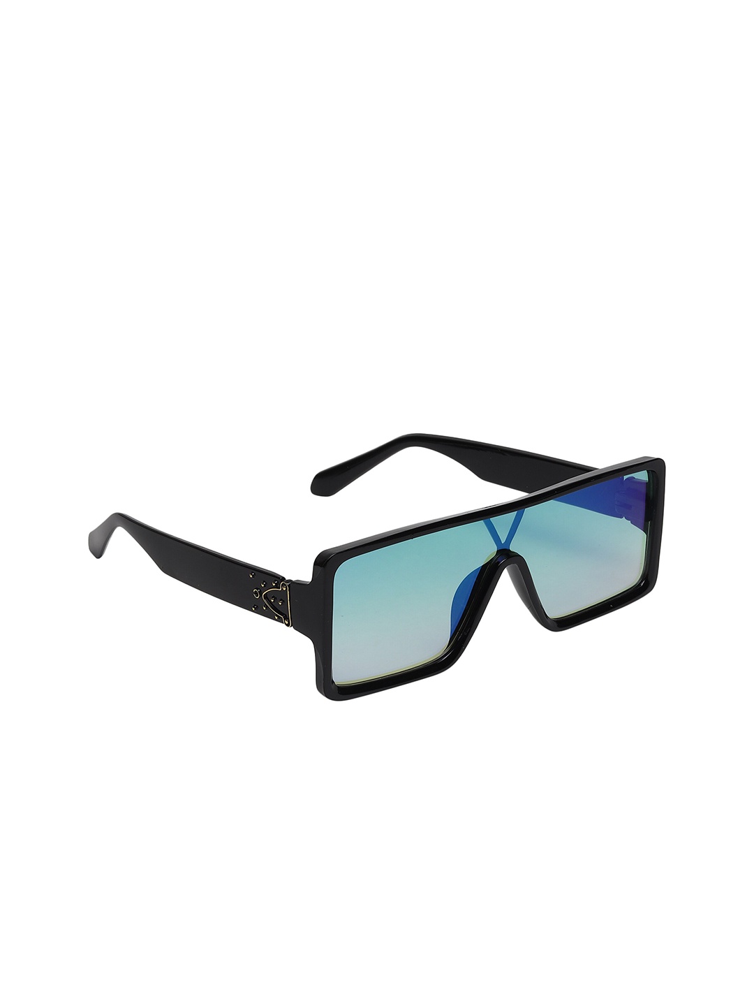 

CELEBRITY SUNGLASSES Unisex Green UV Protected Lens & Black Square Sunglasses CL-FA