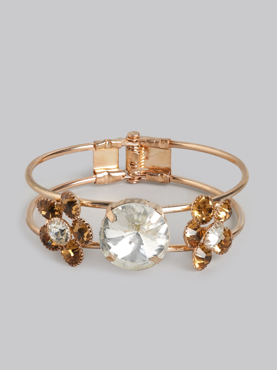 

Anouk Women Bronze-Toned Gold-Plated Stone Studded Cuff Bracelet