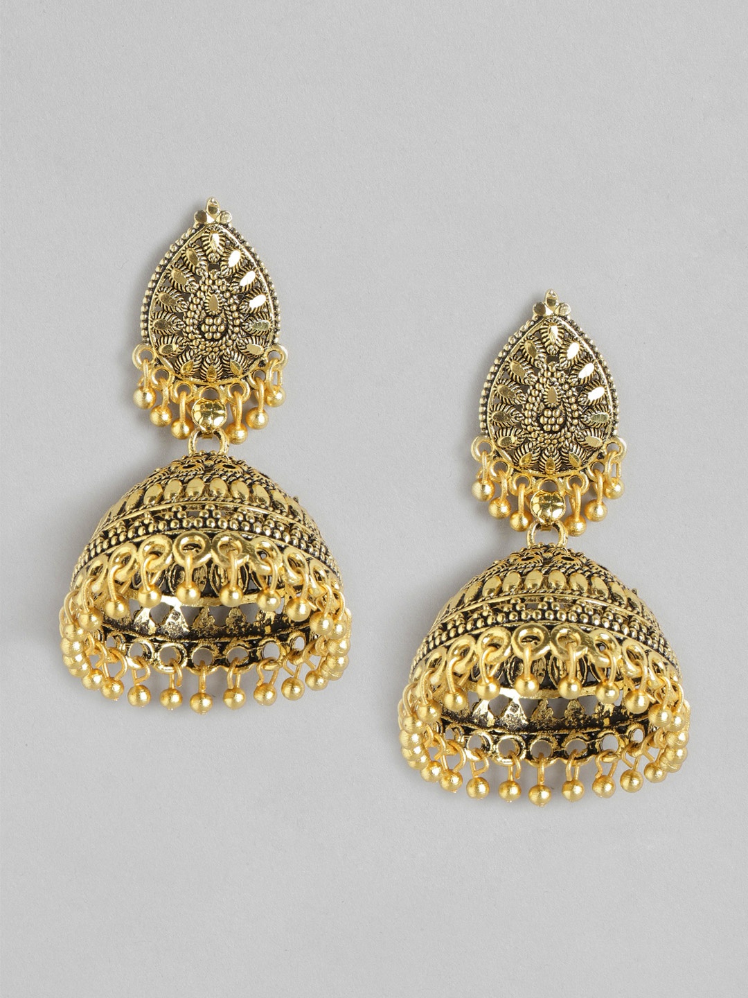

Anouk Antique Gold-Plated Dome Shaped Jhumkas