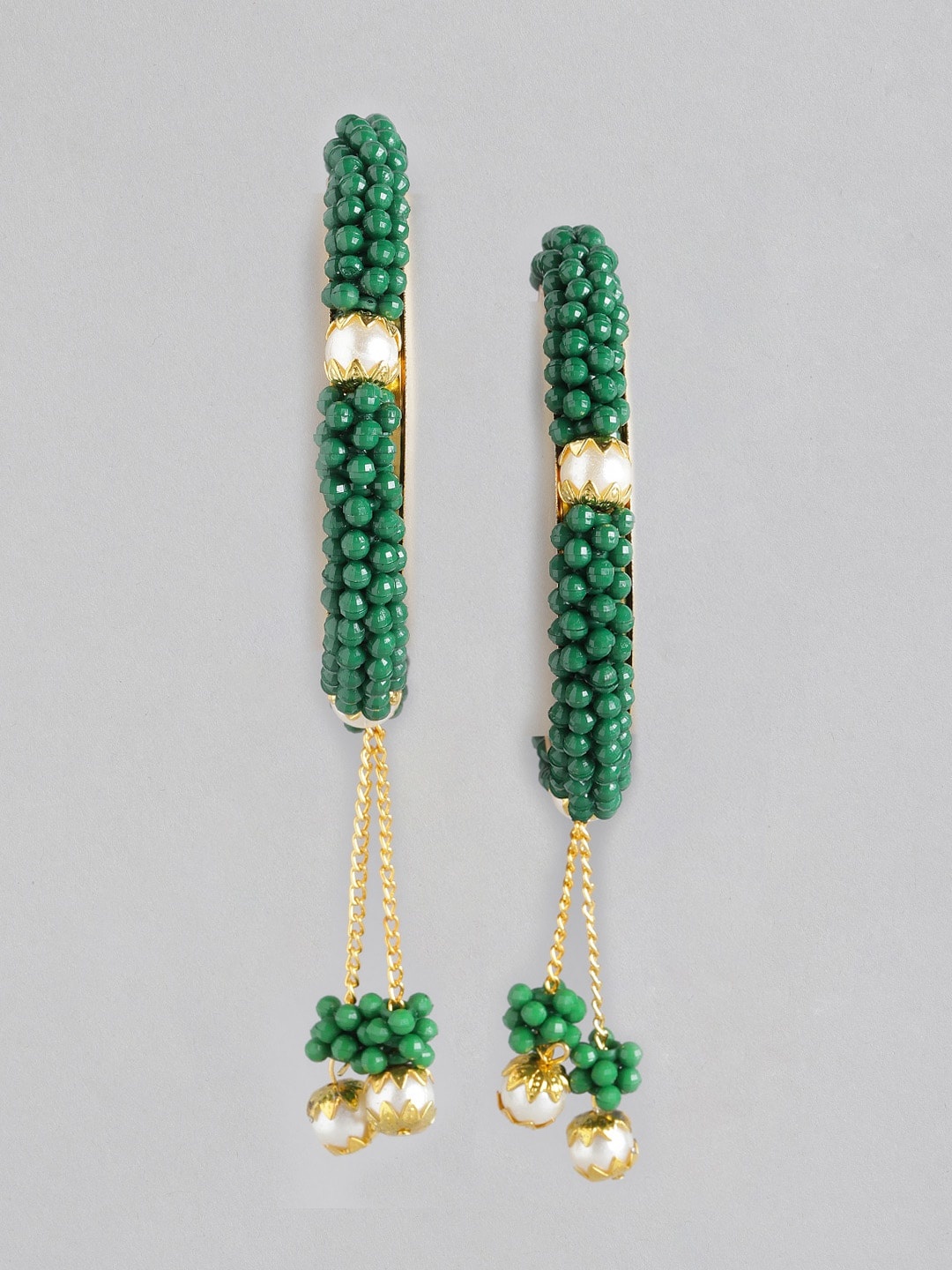 

Anouk Set of 2 Gold-Toned & Green Beaded Kada Bangles