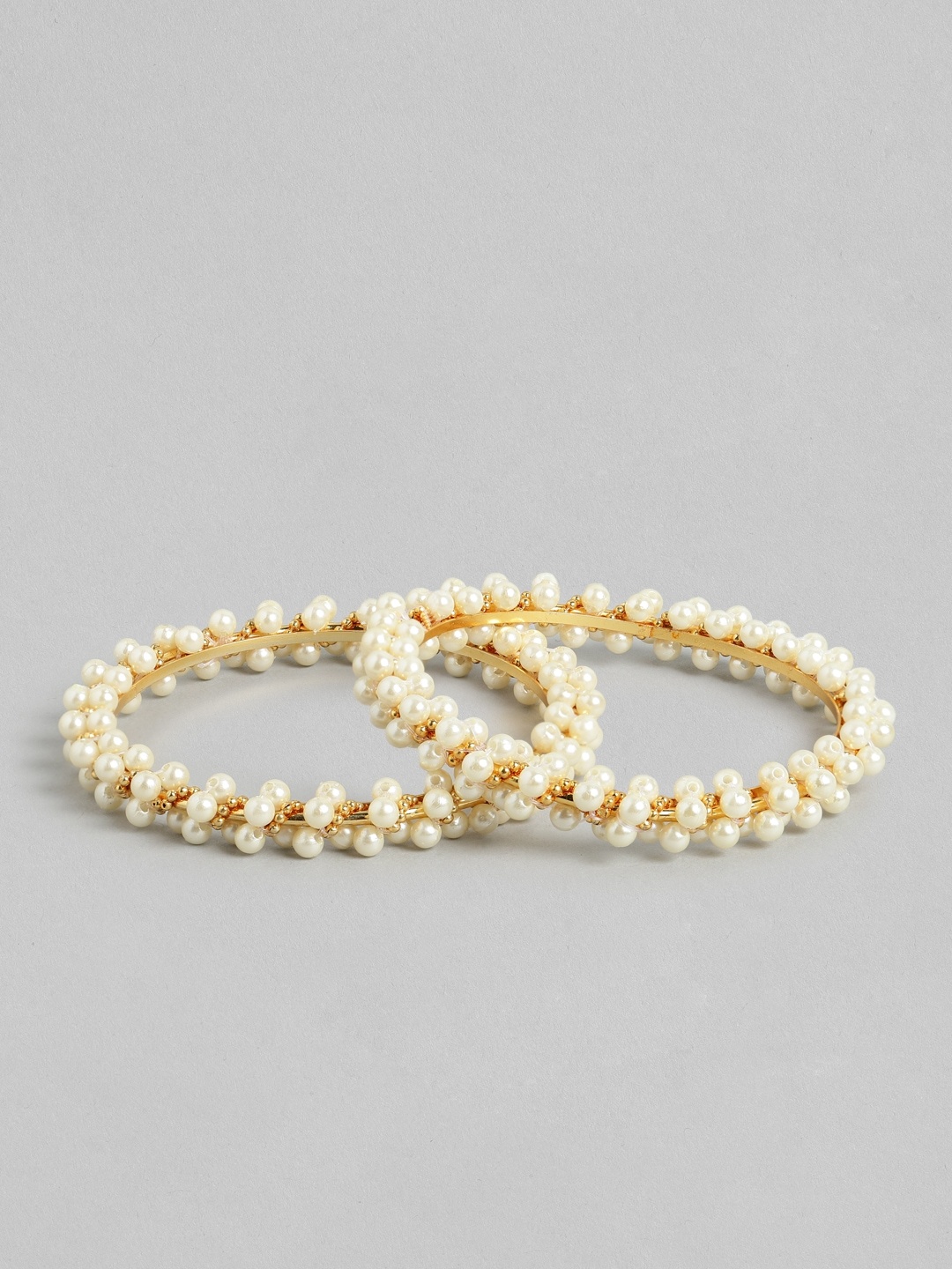 

Anouk Set of 2 Off-White & Gold-Toned Beaded Bangles