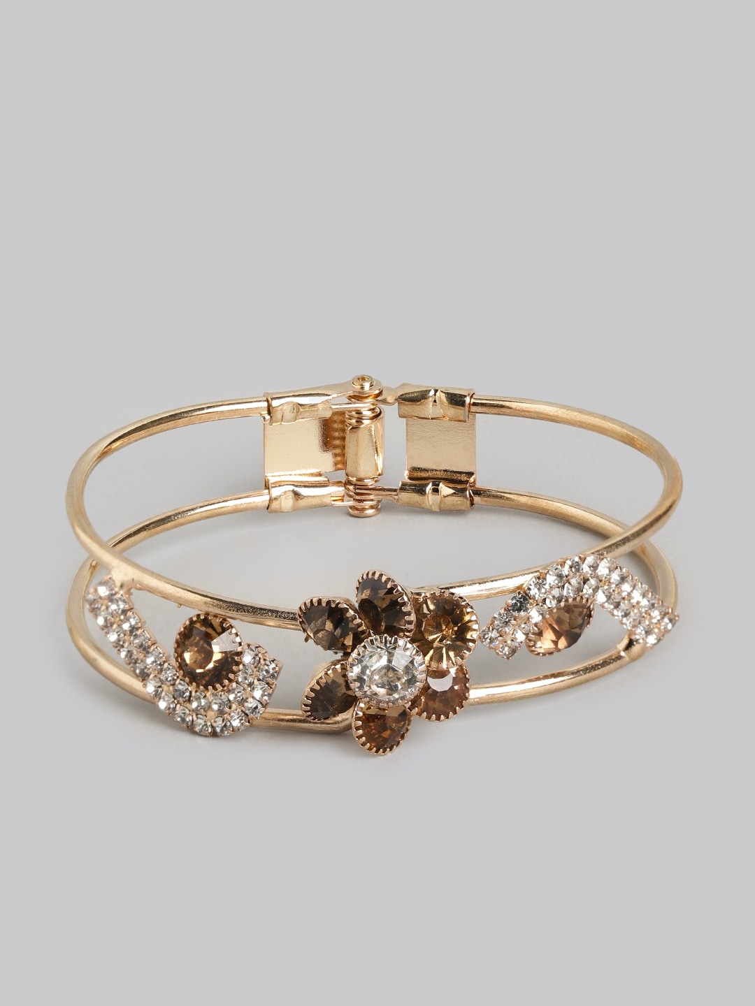 

Anouk Women Bronze-Toned Gold-Plated Stone Studded Cuff Bracelet
