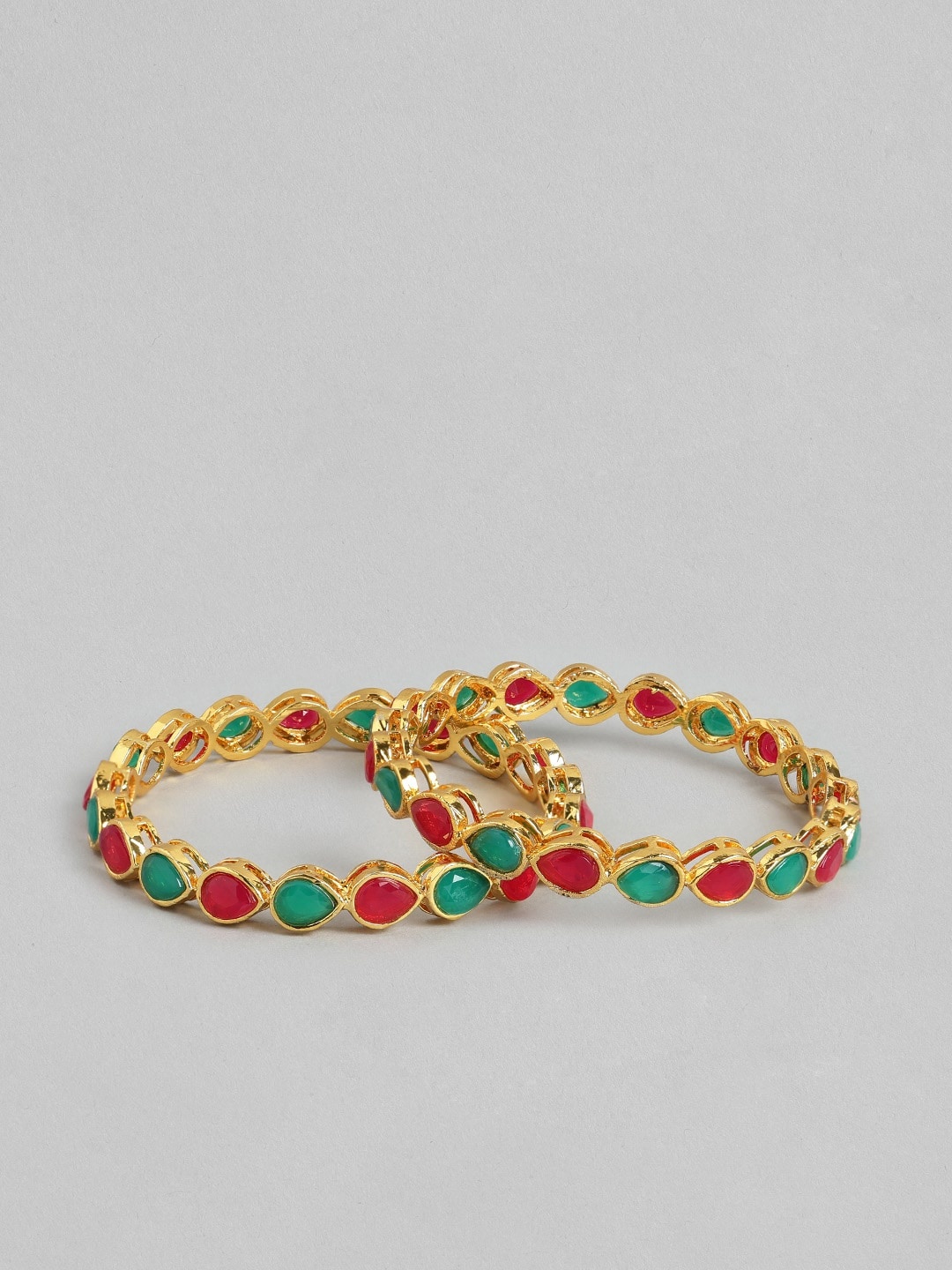

Anouk Set of 2 Gold-Toned & Green Stone Studded Bangles