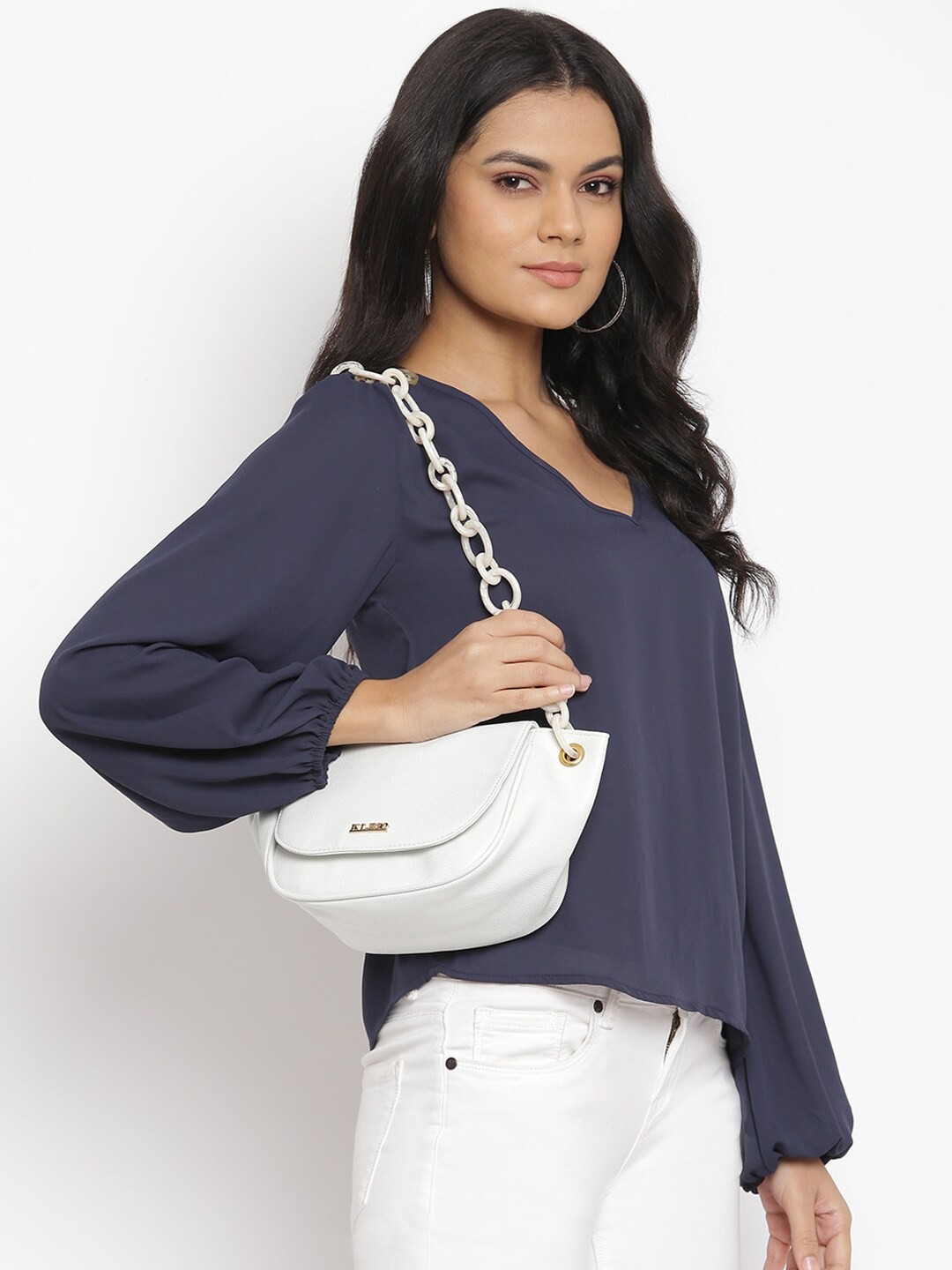 

KLEIO Vegan Half Moon Shoulder Bag, White