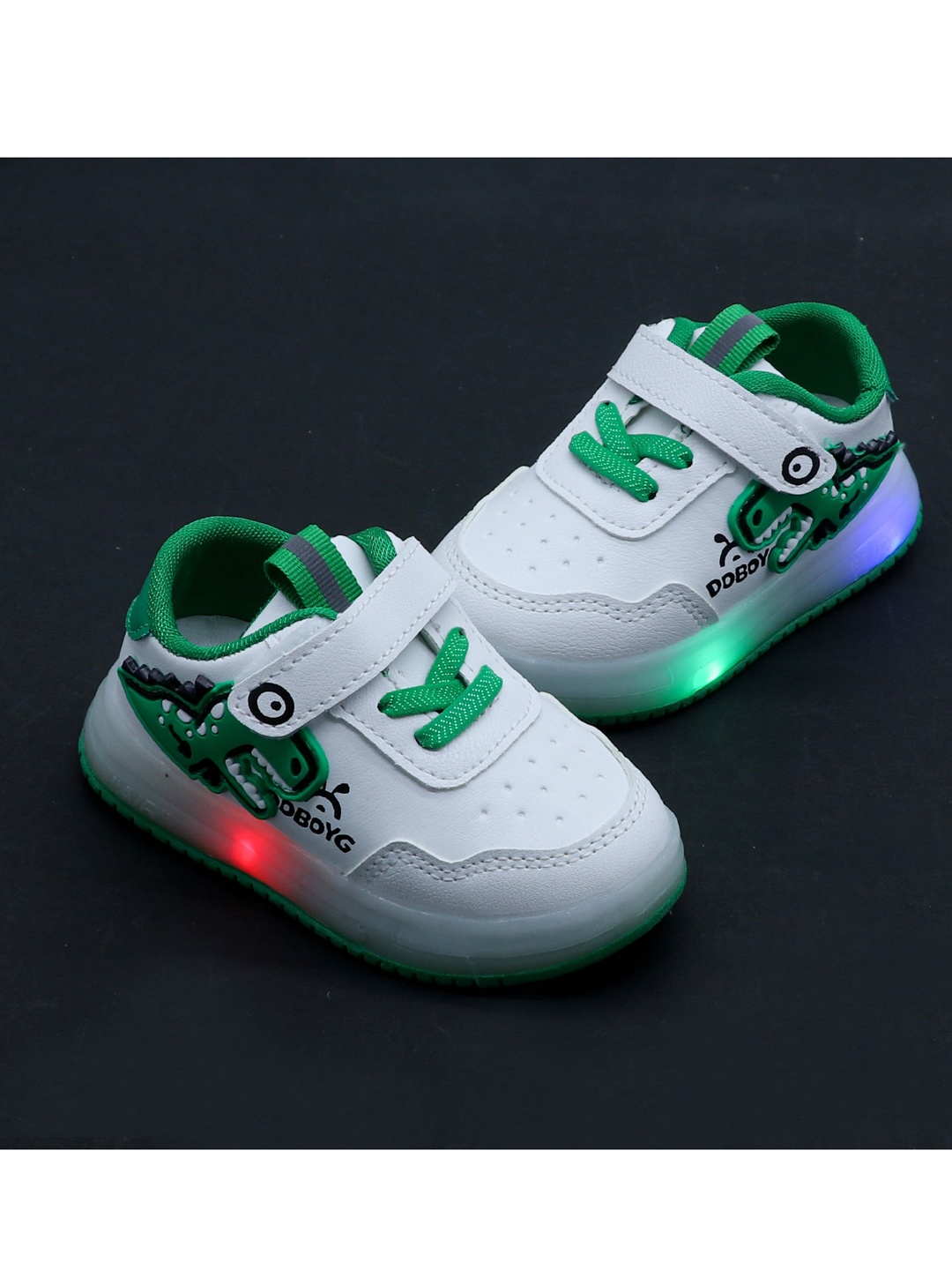 

FEETWELL SHOES Unisex Kids White Printed LED Sneakers