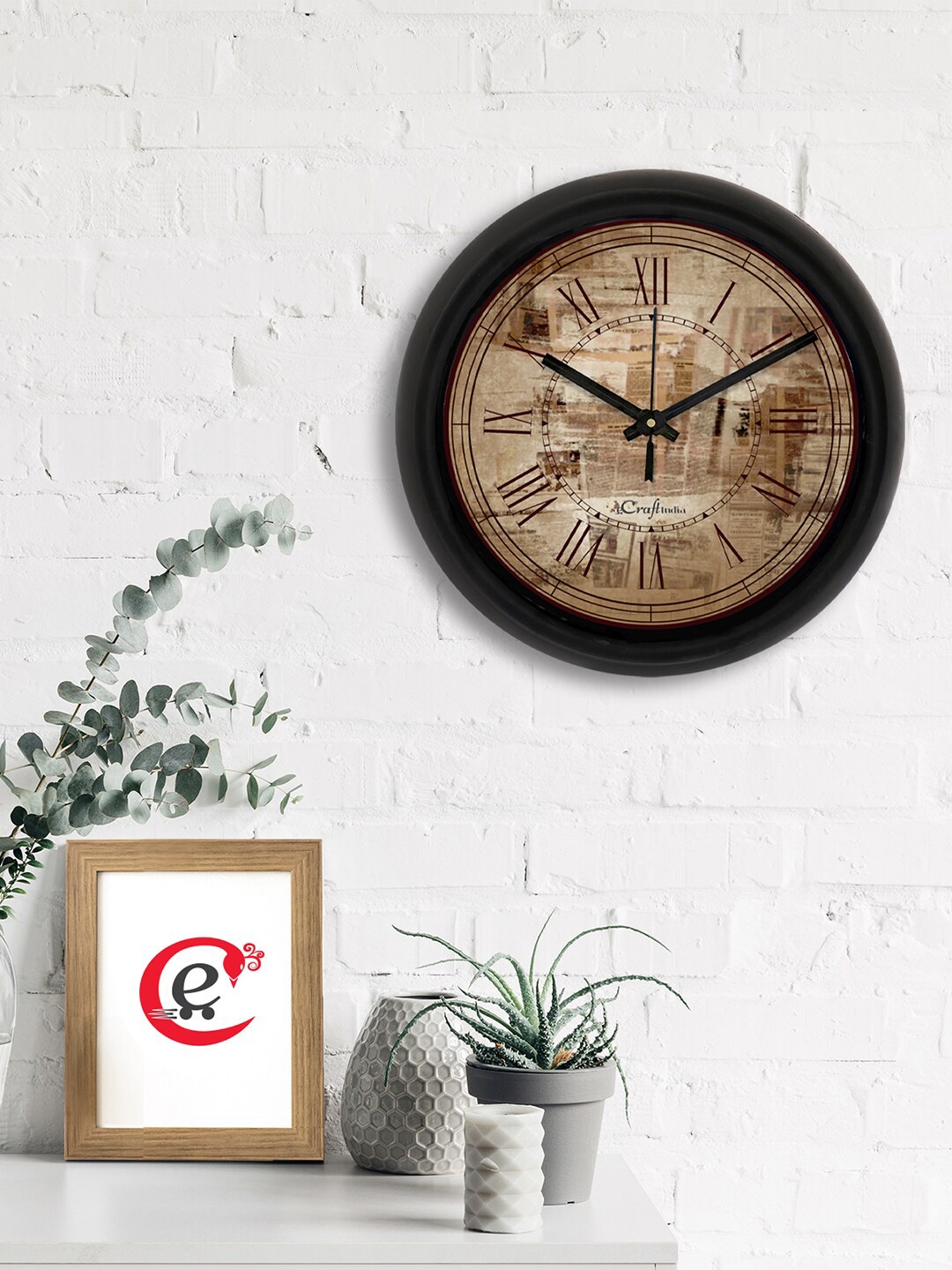 

eCraftIndia Brown & Black Printed Contemporary Analogue Wall Clock