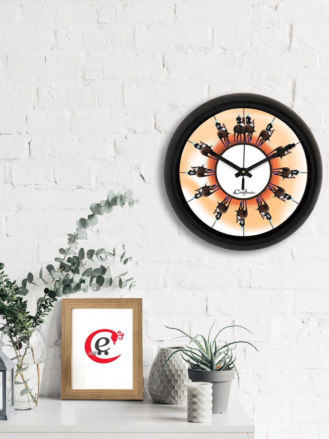 

eCraftIndia Brown & Orange Horse Riding Printed Contemporary Analogue Wall Clock