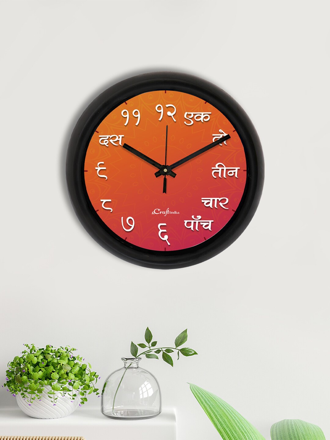 

eCraftIndia Orange & Pink Hindi Font Printed Contemporary Analogue Wall Clock