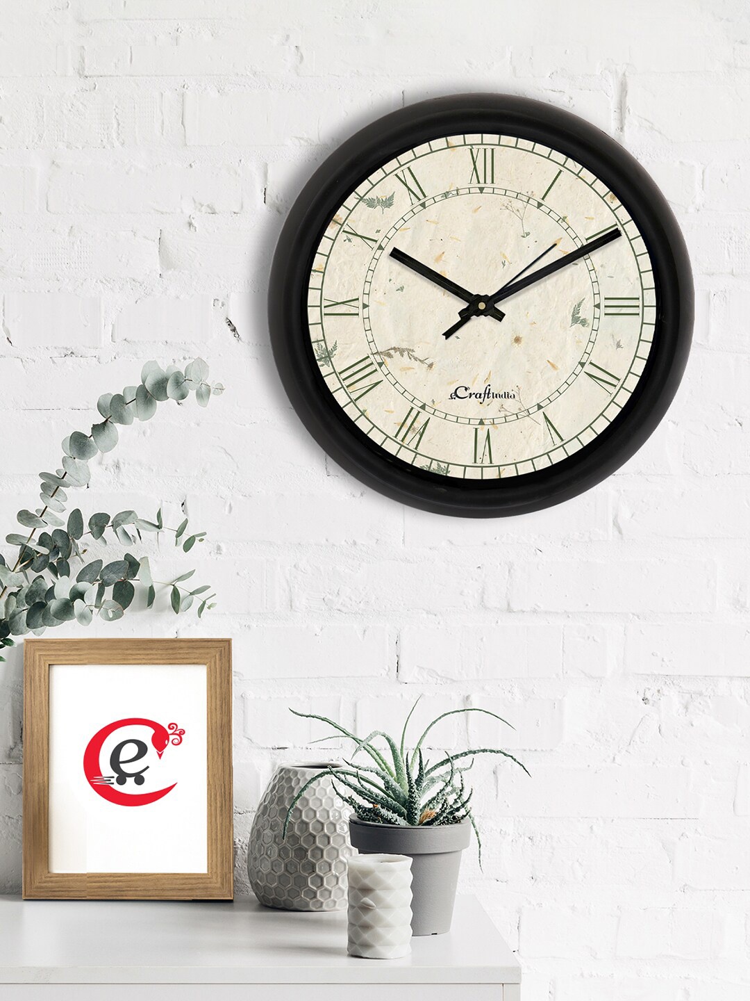 

eCraftIndia Beige & Black Printed Contemporary Analogue Wall Clock