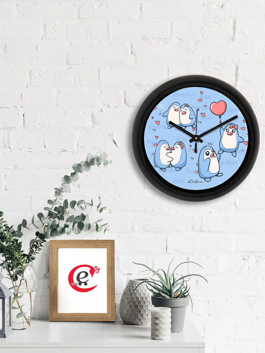 

eCraftIndia Blue & Black Penguin Printed Contemporary Analogue Wall Clock