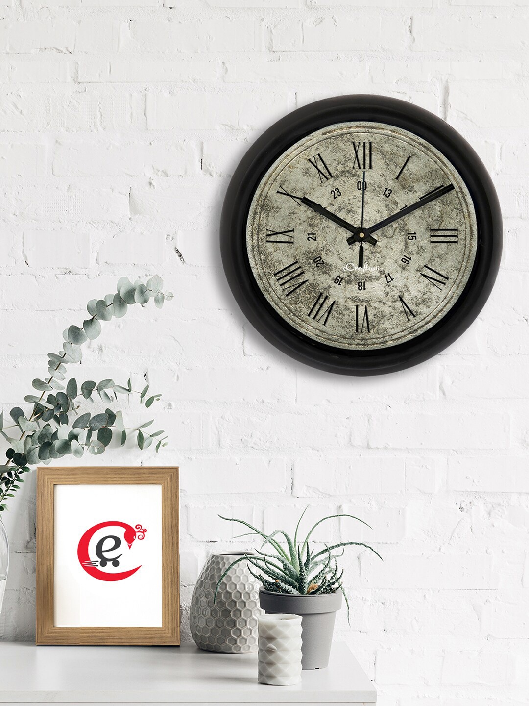 

eCraftIndia Green & Black Printed Contemporary Analogue Wall Clock