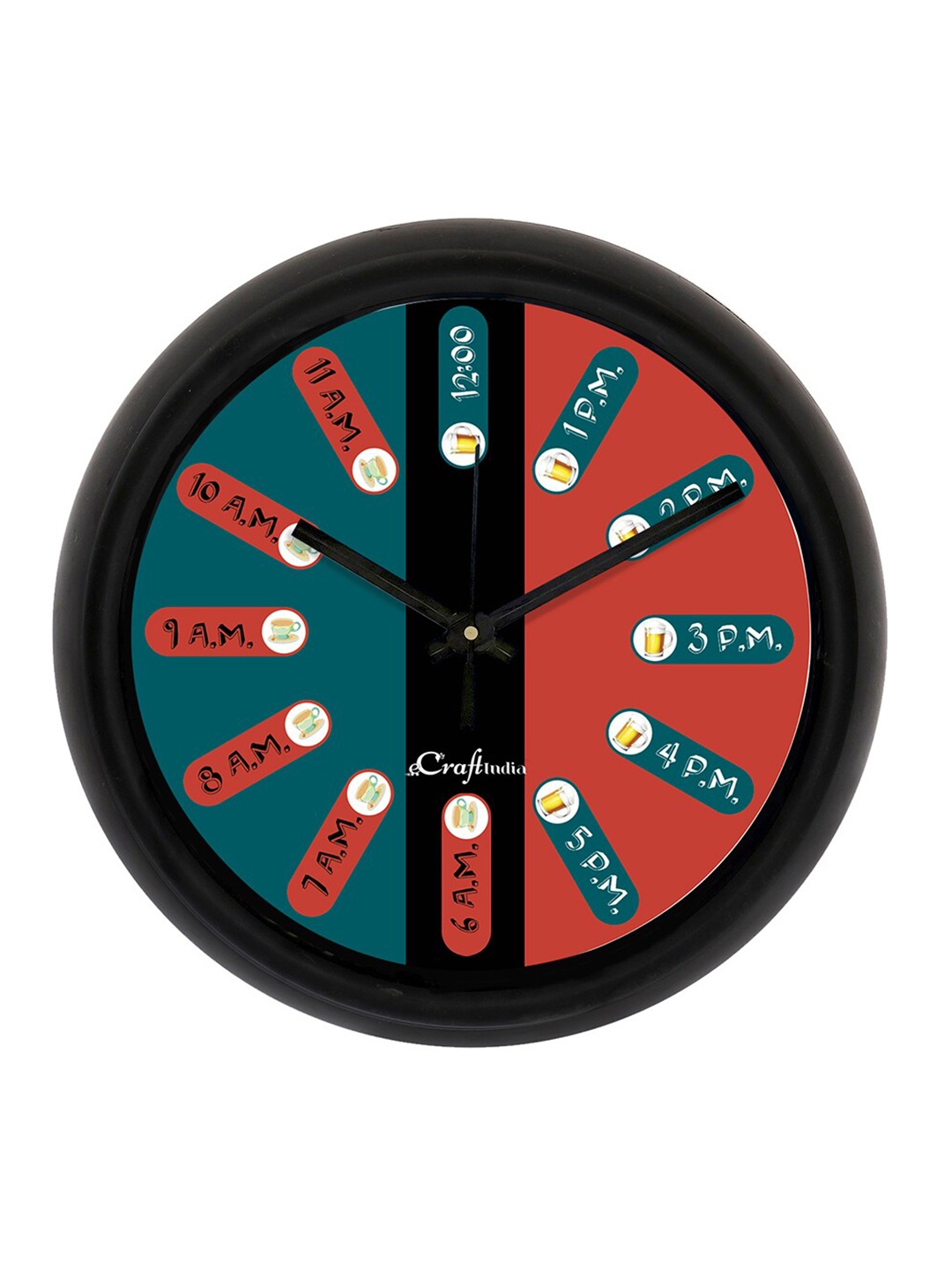 

eCraftIndia Black & Teal Printed Contemporary Analogue Wall Clock