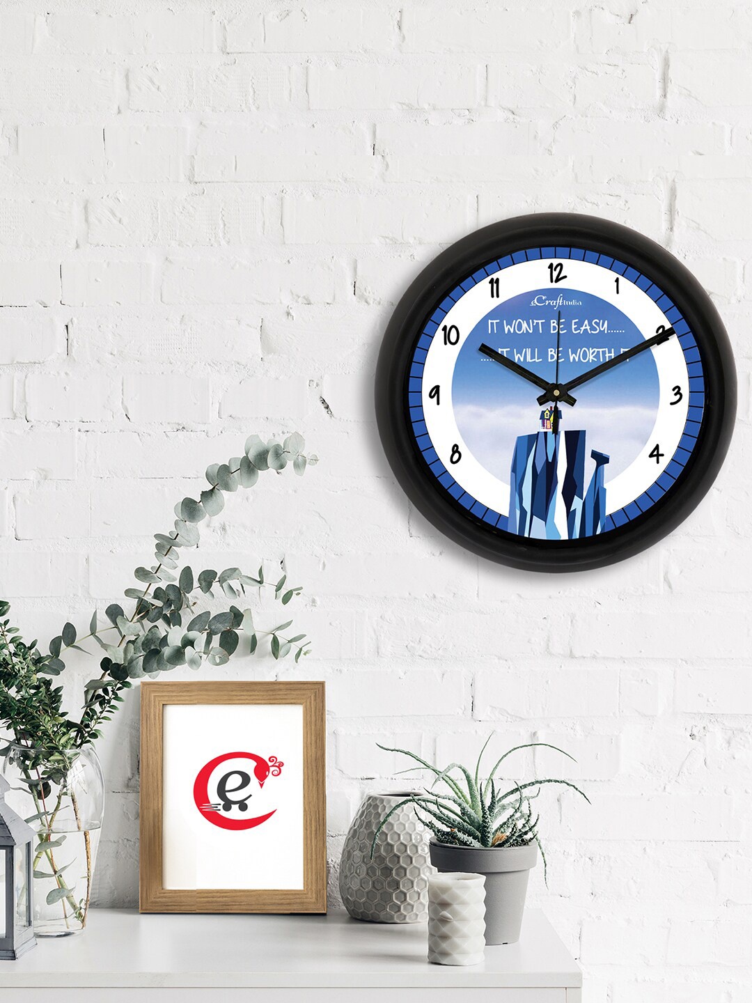 

eCraftIndia Blue & White Printed Contemporary Analogue Wall Clock