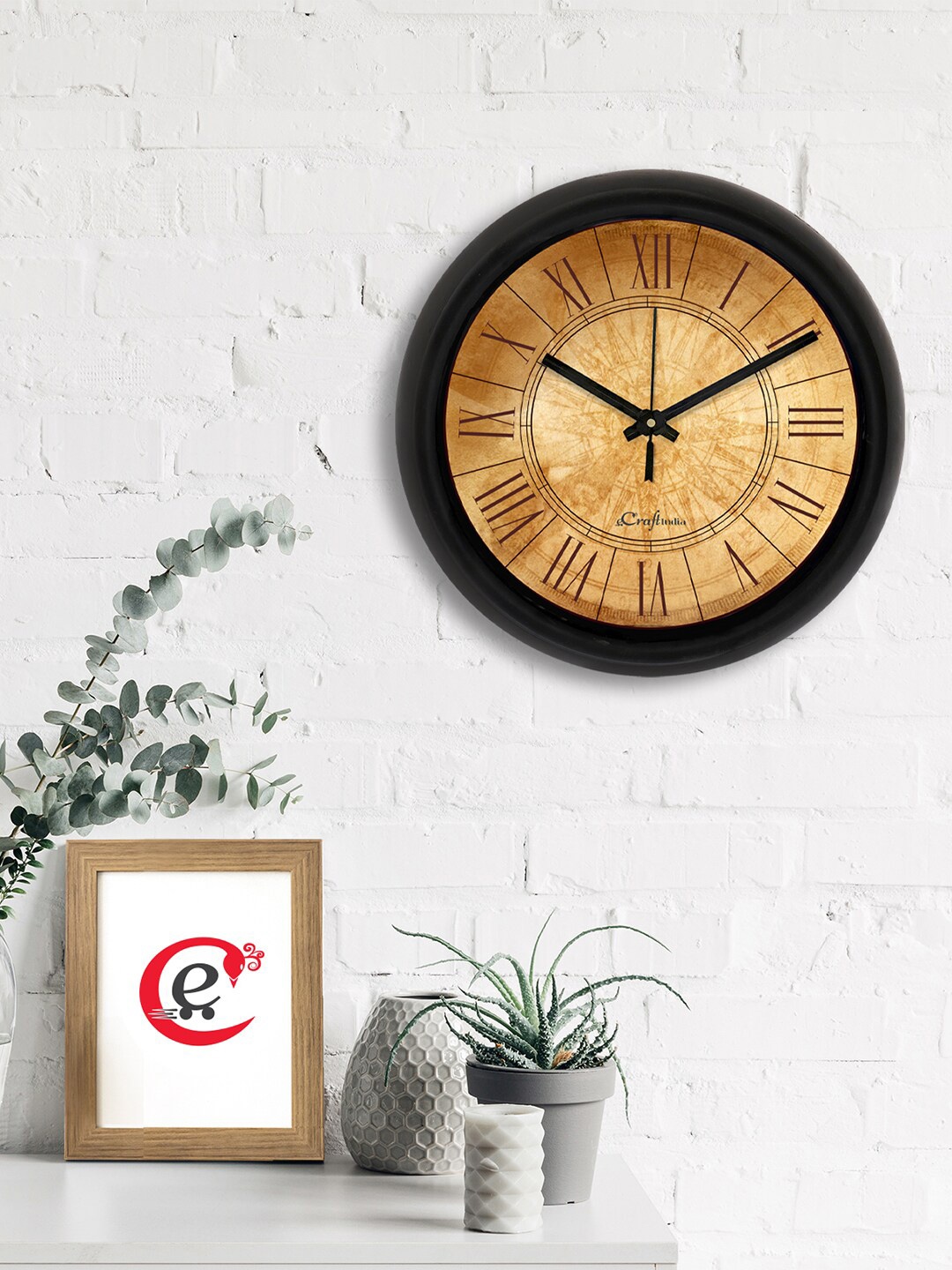 

eCraftIndia Brown & Black Printed Contemporary Analogue Wall Clock