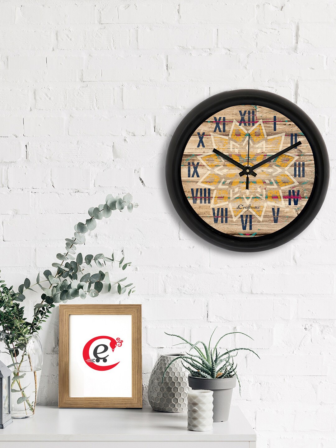 

eCraftIndia Beige & Black Printed Contemporary Wall Clock