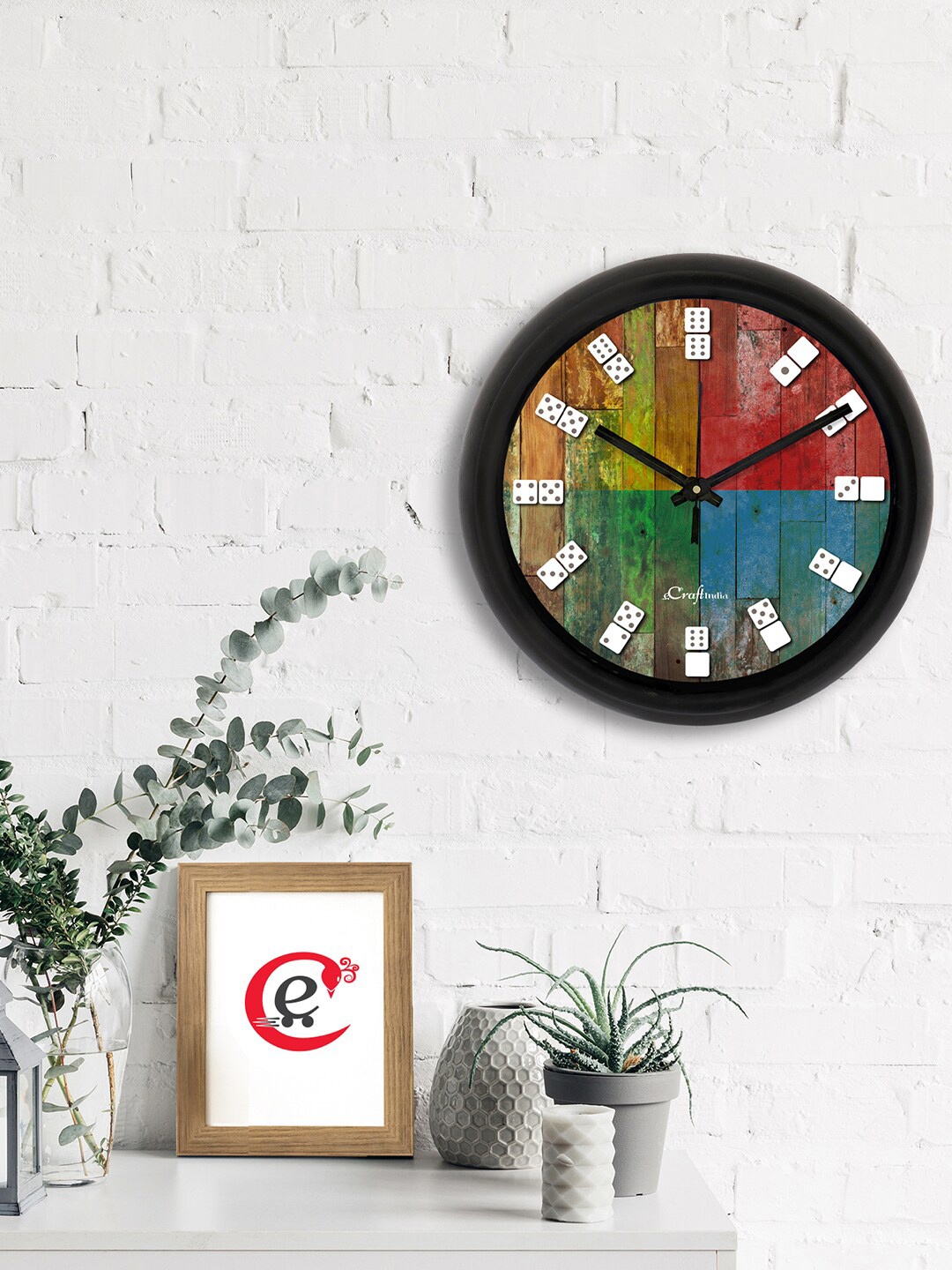 

eCraftIndia Red & Blue Printed Contemporary Wall Clock