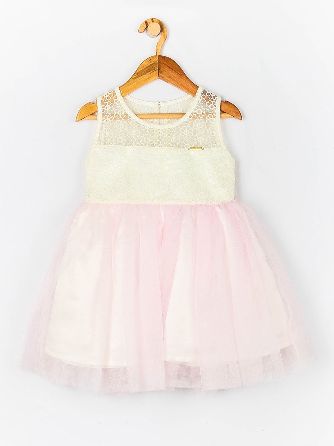 

Peppermint Pink & Yellow Colourblocked Net Dress