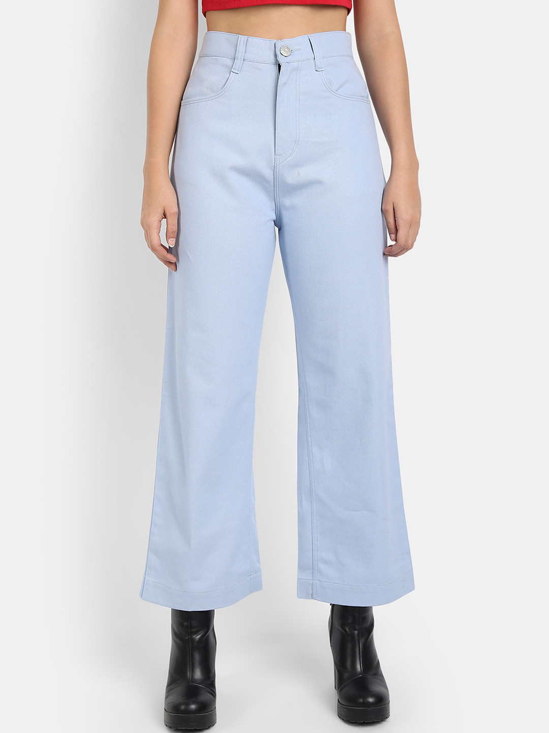 

River Of Design Jeans Women Blue Wide Leg High-Rise Jeans