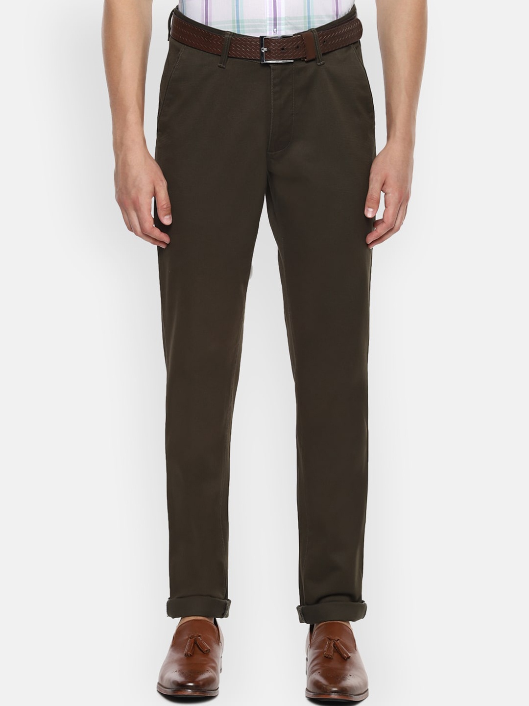 

Van Heusen Sport Men Olive Green Slim Fit Formal Trousers
