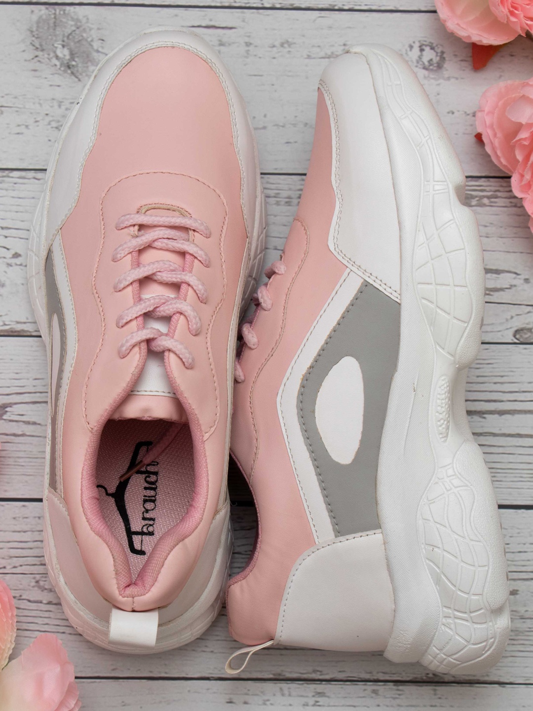 

Brauch Women White & Pink Colourblocked Sneakers