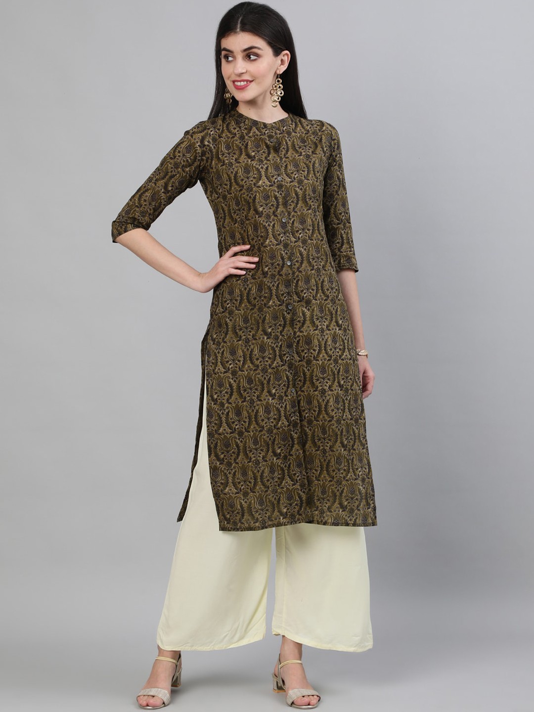 

GULMOHAR JAIPUR Women Green Printed Gotta Patti Kurta