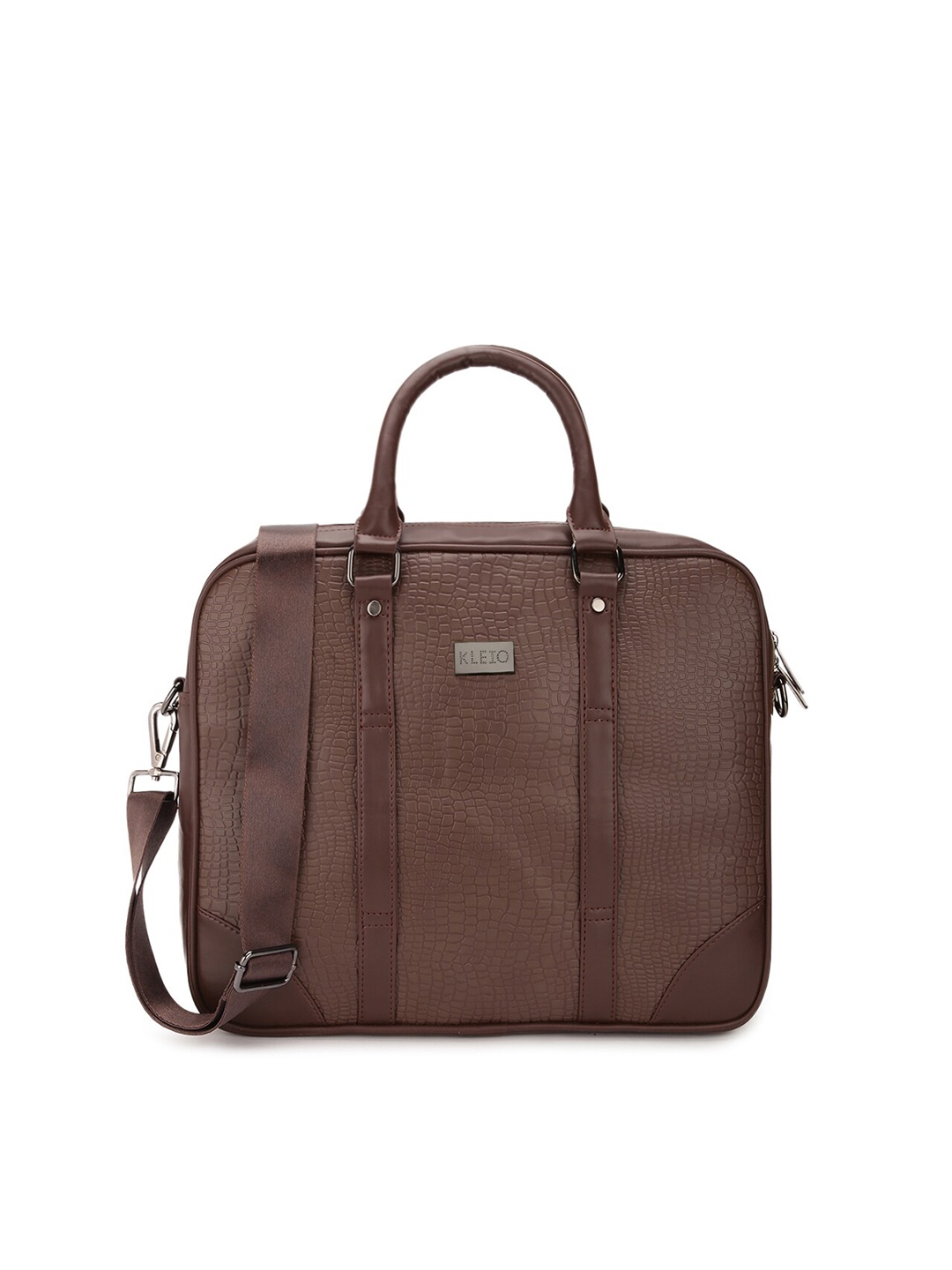 

KLEIO Unisex Croco Textured Laptop Bag, Brown
