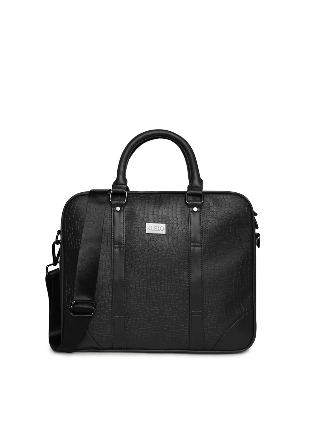 

KLEIO Unisex Croco Textured Laptop Bag, Black