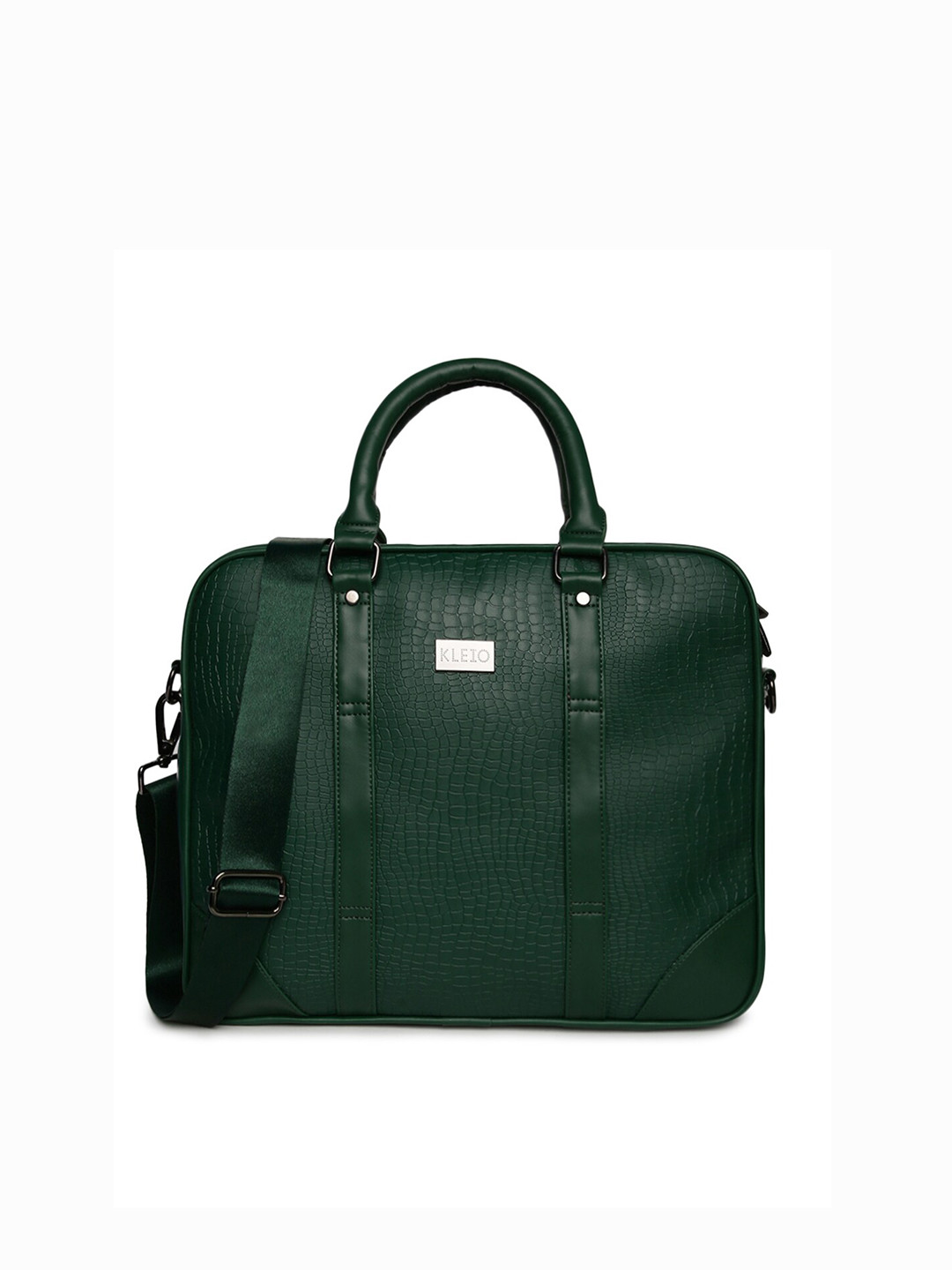 

KLEIO Unisex Croco Textured Laptop Bag, Olive