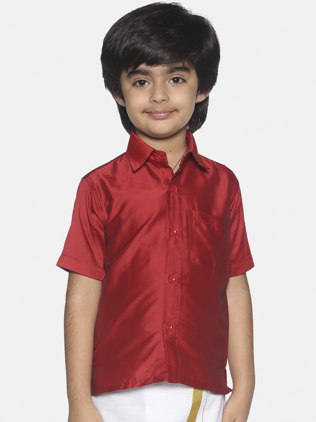 

Sethukrishna Boys Red Classic Opaque Party Shirt