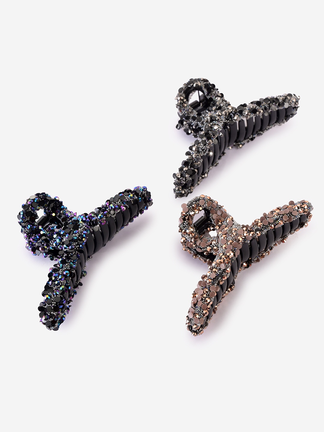 

BuckleUp Women Blue & Purple Set of 3 Embellished Claw Clips