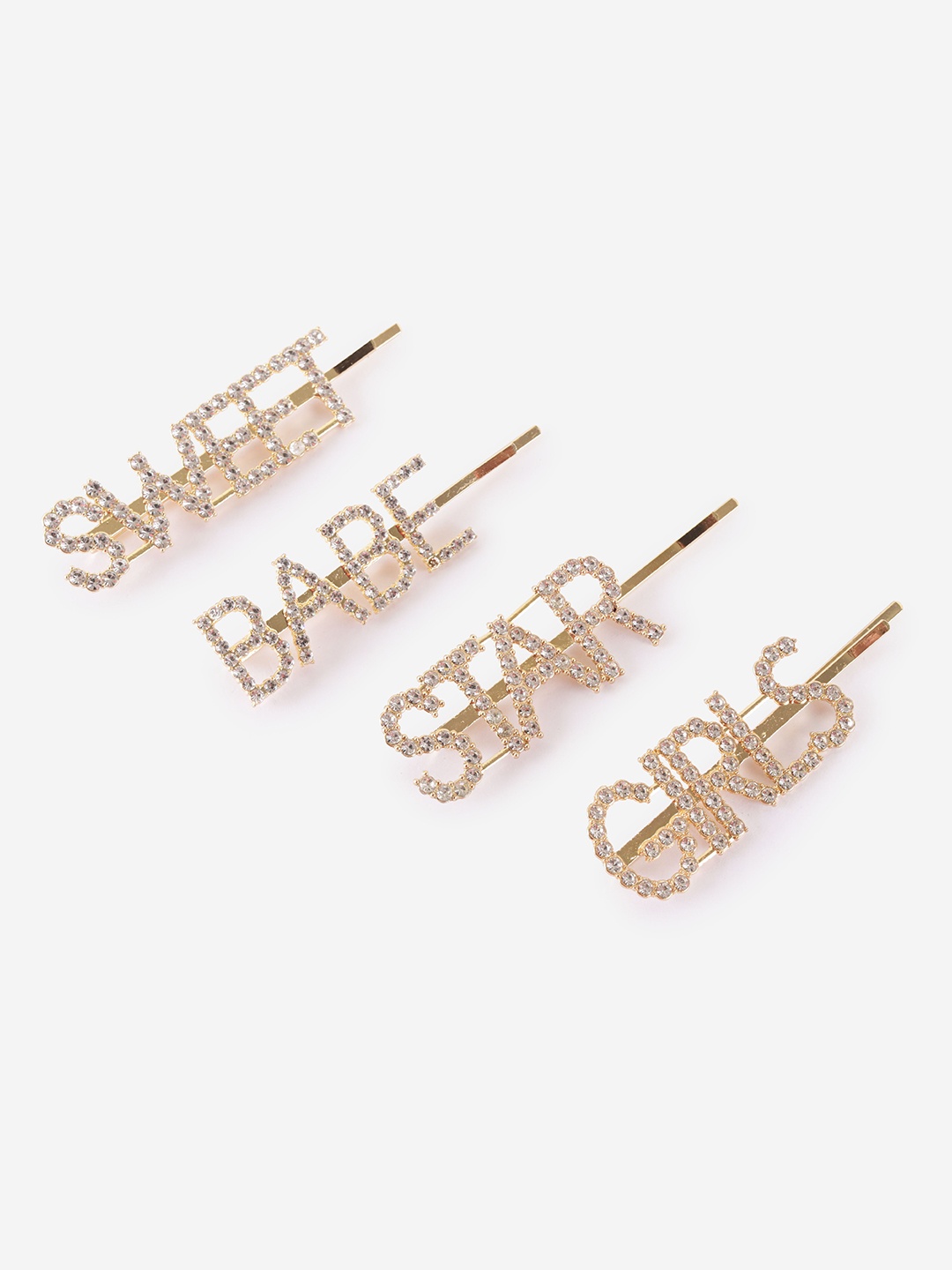 

BuckleUp Women Gold-Toned & White Set of 4 Embellished Bobby Pins